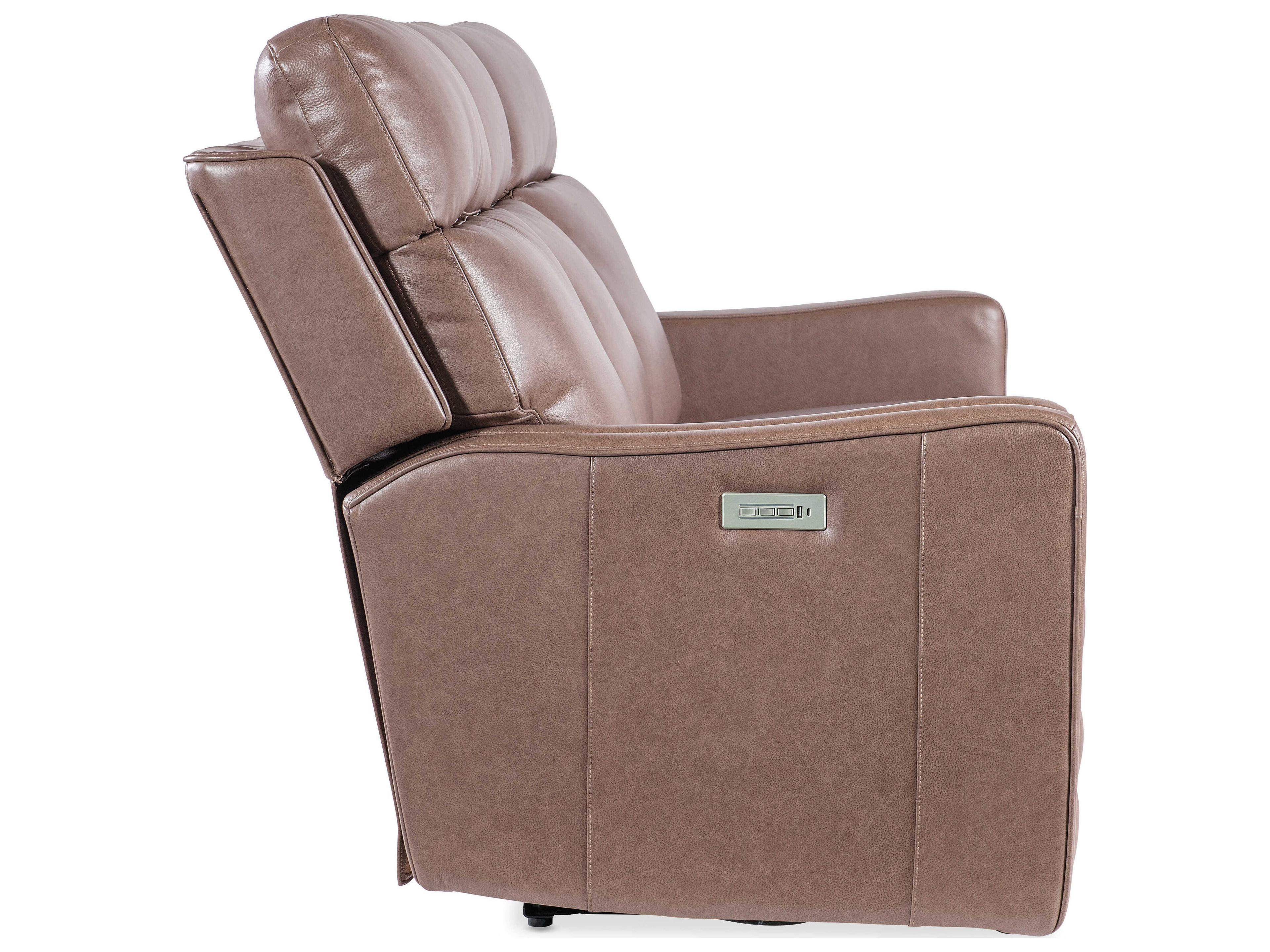 Hooker Furniture Ms Twain Zero Gravity Brown Leather Sofa