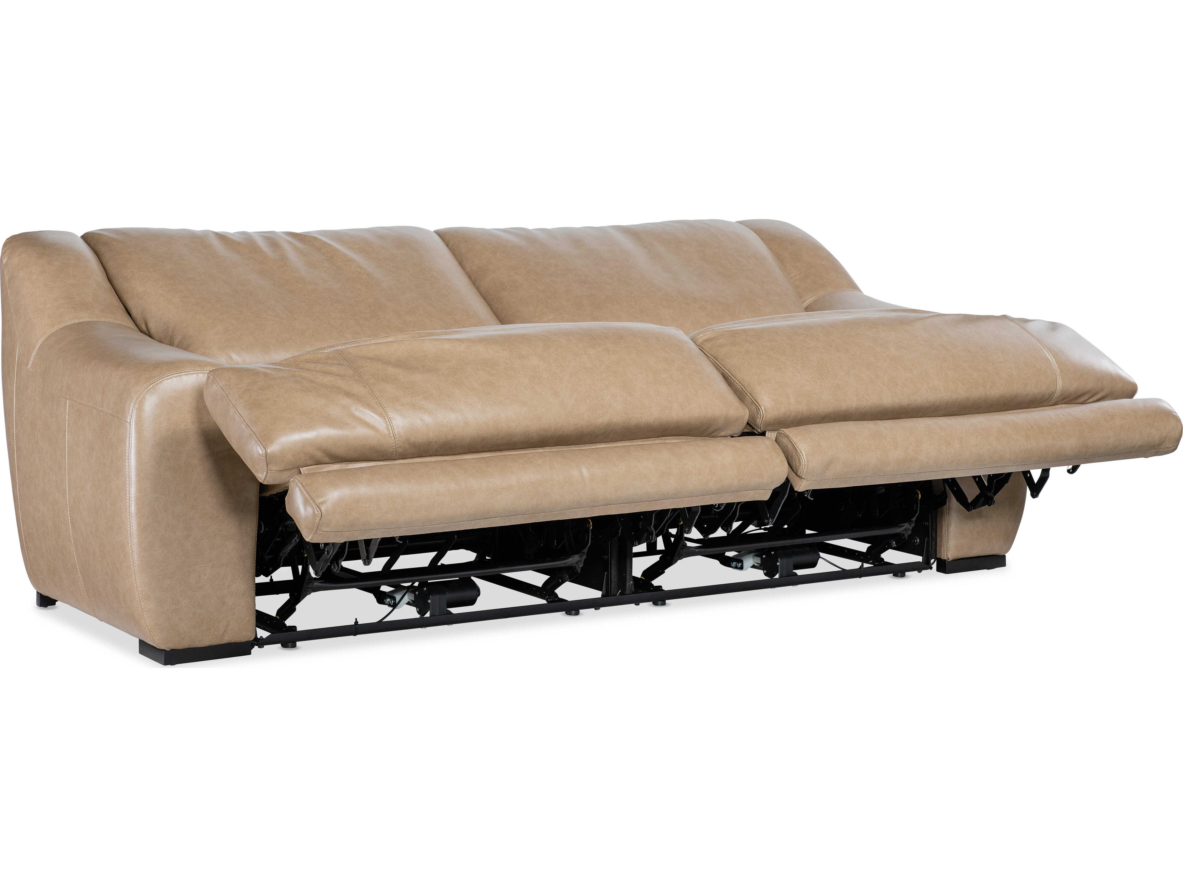Hooker Furniture Ms Wayward Dark Wood Brown Leather Sofa