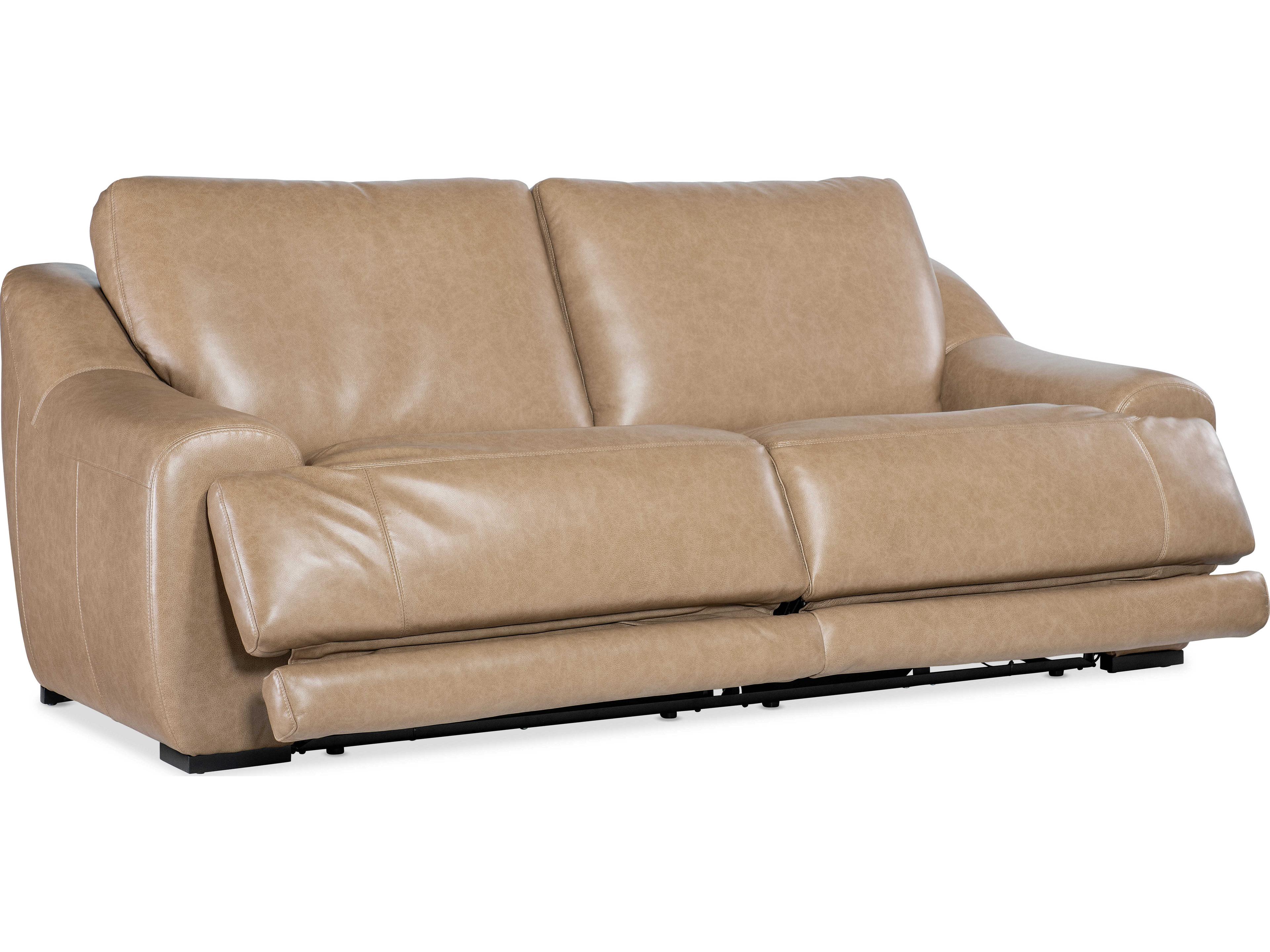 Hooker Furniture Ms Wayward Dark Wood Brown Leather Sofa
