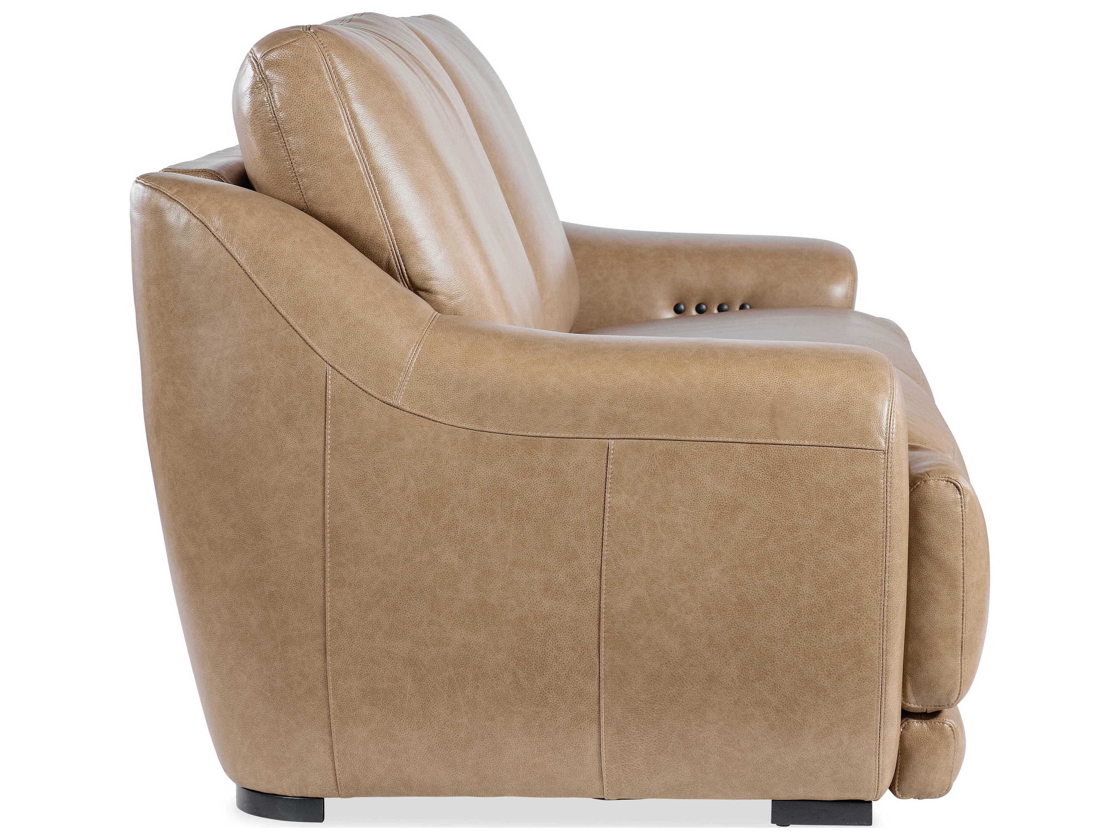 Hooker Furniture Ms Wayward Dark Wood Brown Leather Sofa