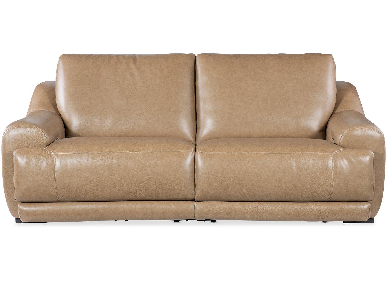 Hooker Furniture Ms Wayward Dark Wood Brown Leather Sofa