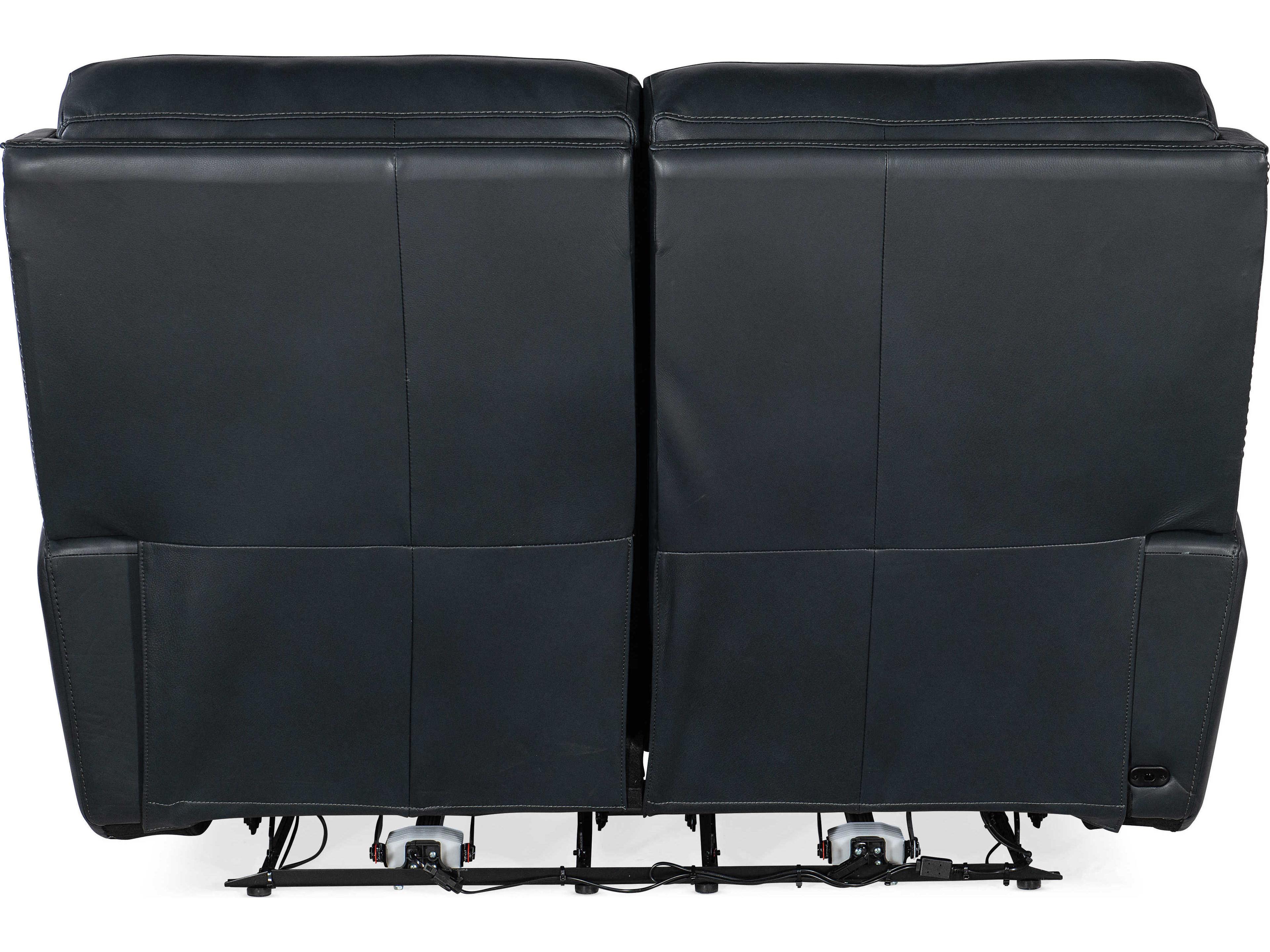 Hooker Furniture Ruthe Zero Gravity Power Recline Salvo Denim Black Leather Loveseat with Headrest