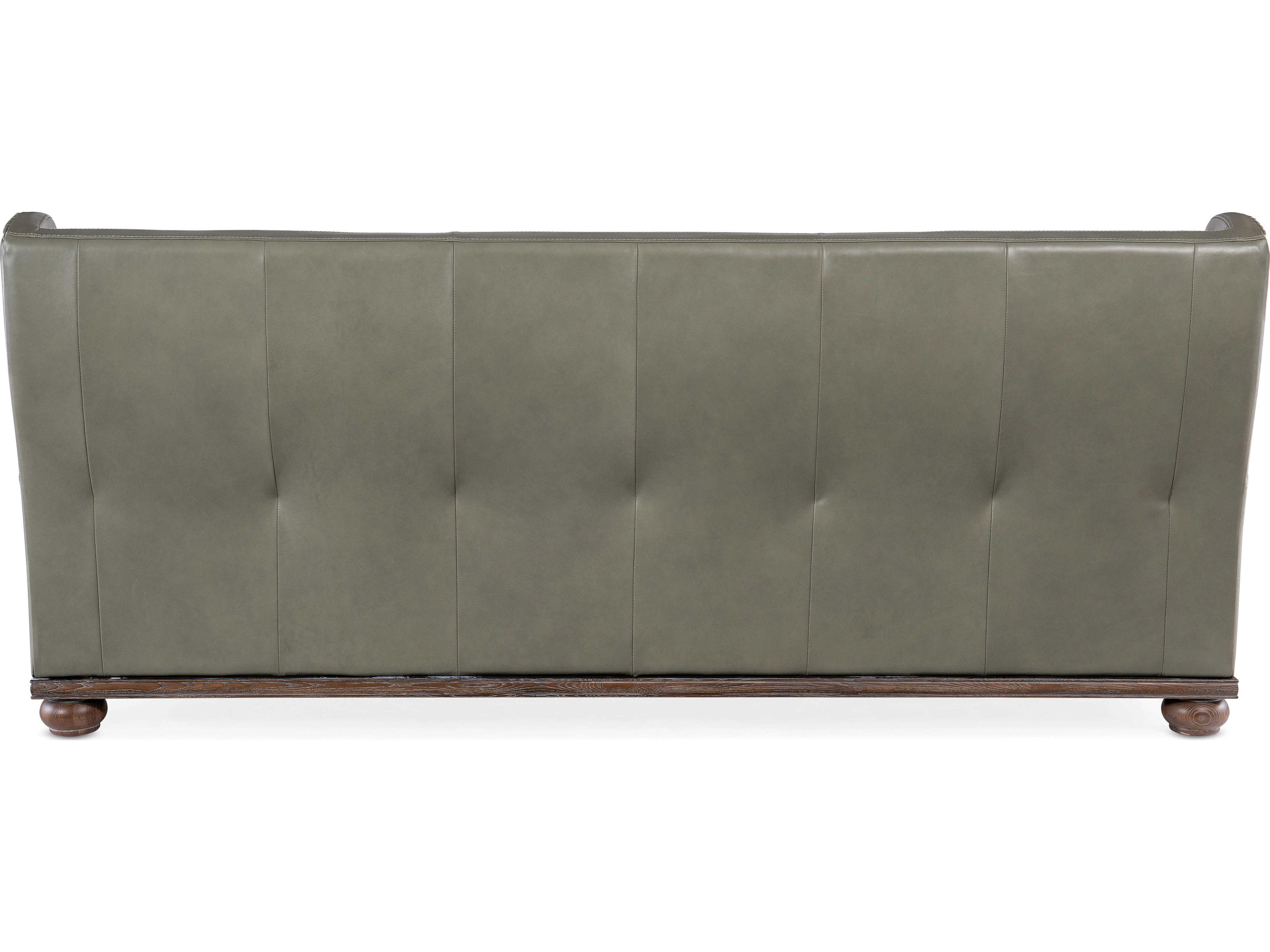 Luxecor William Derrick Gray Linen Dark Wood Leather Sofa