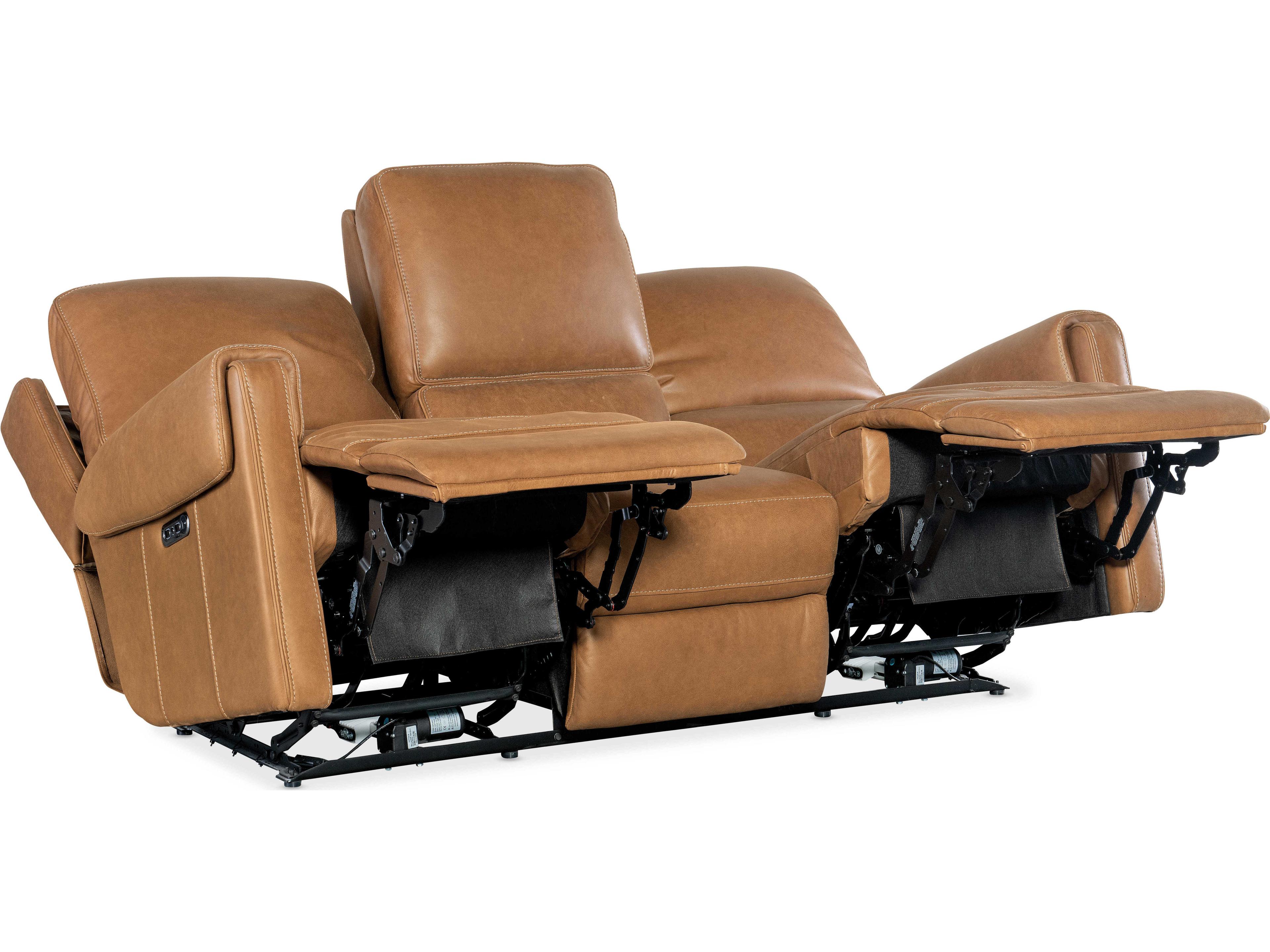 Hooker Furniture Somers Power Denver Coffee Brown Leather Sofa with Headrest