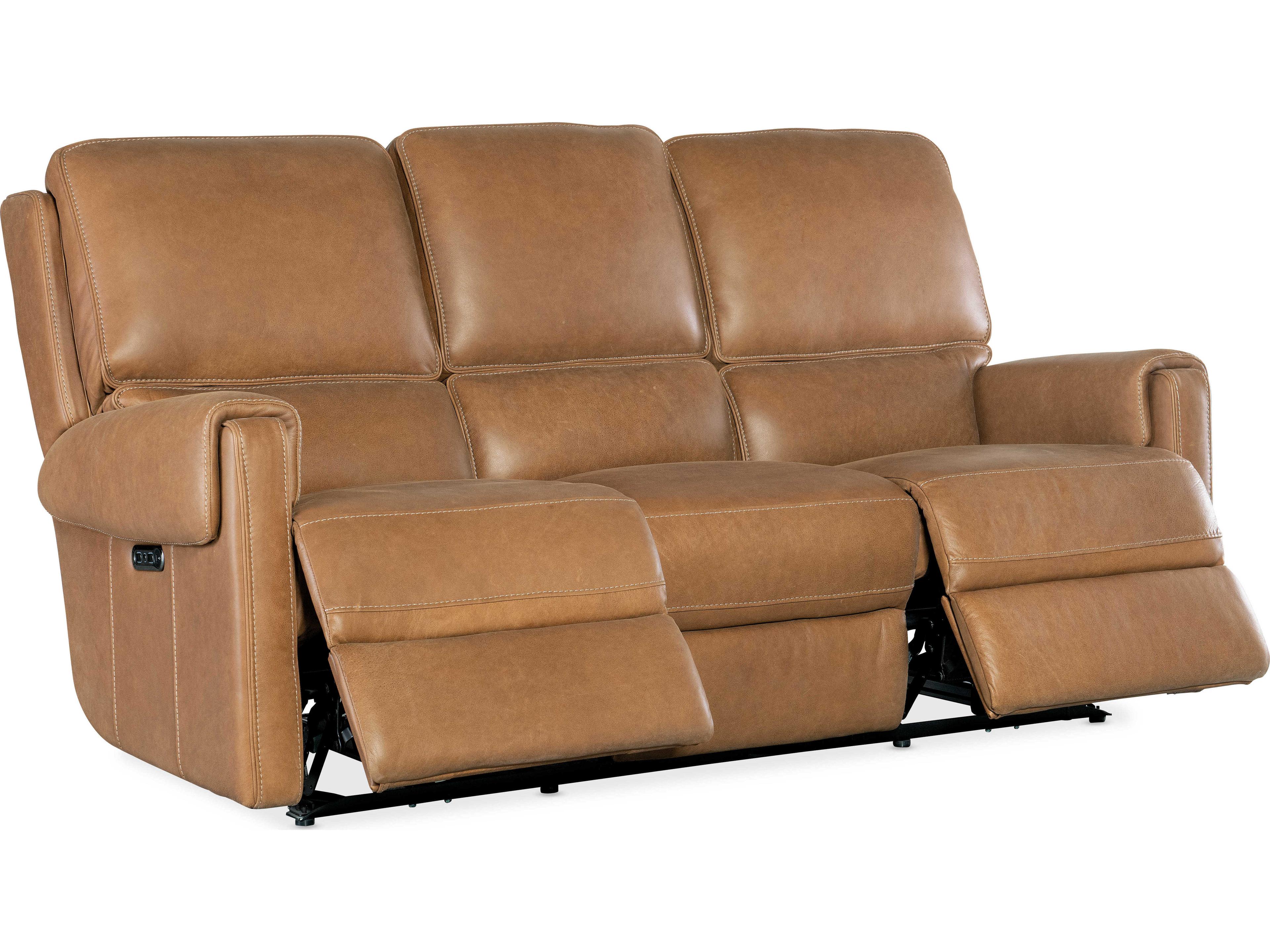 Hooker Furniture Somers Power Denver Coffee Brown Leather Sofa with Headrest