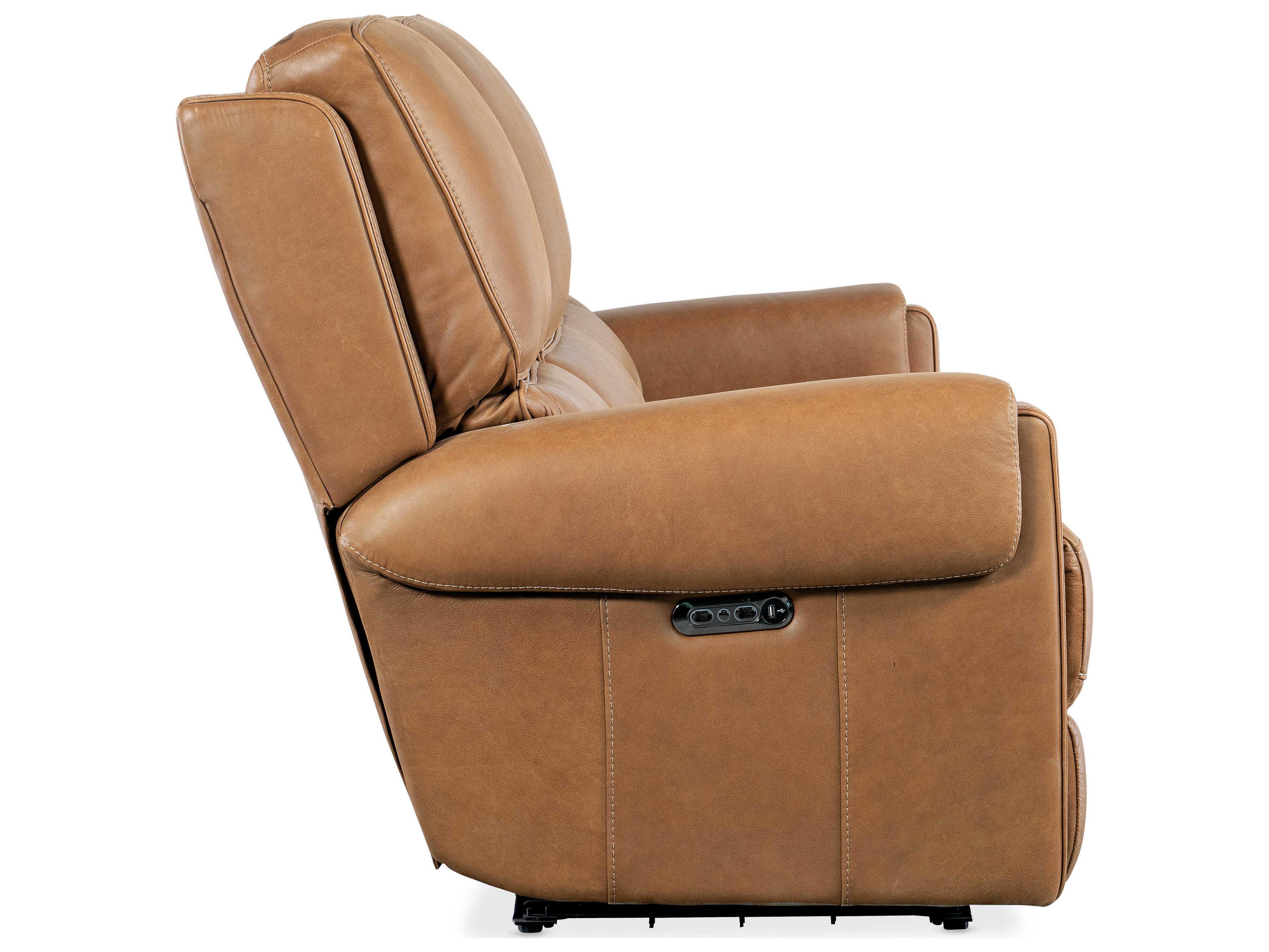 Hooker Furniture Somers Power Denver Coffee Brown Leather Sofa with Headrest