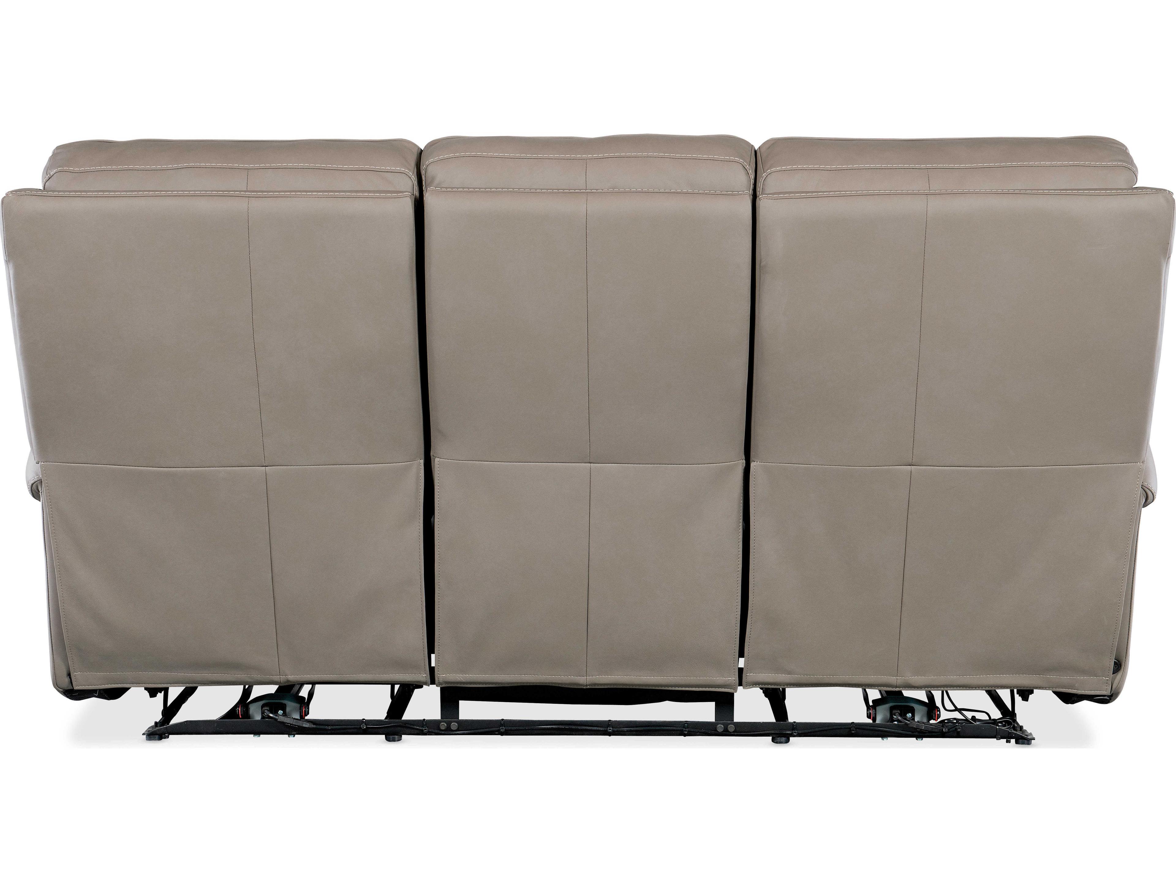 Hooker Furniture Somers Power Dark Taupe Gray Leather Sofa with Headrest