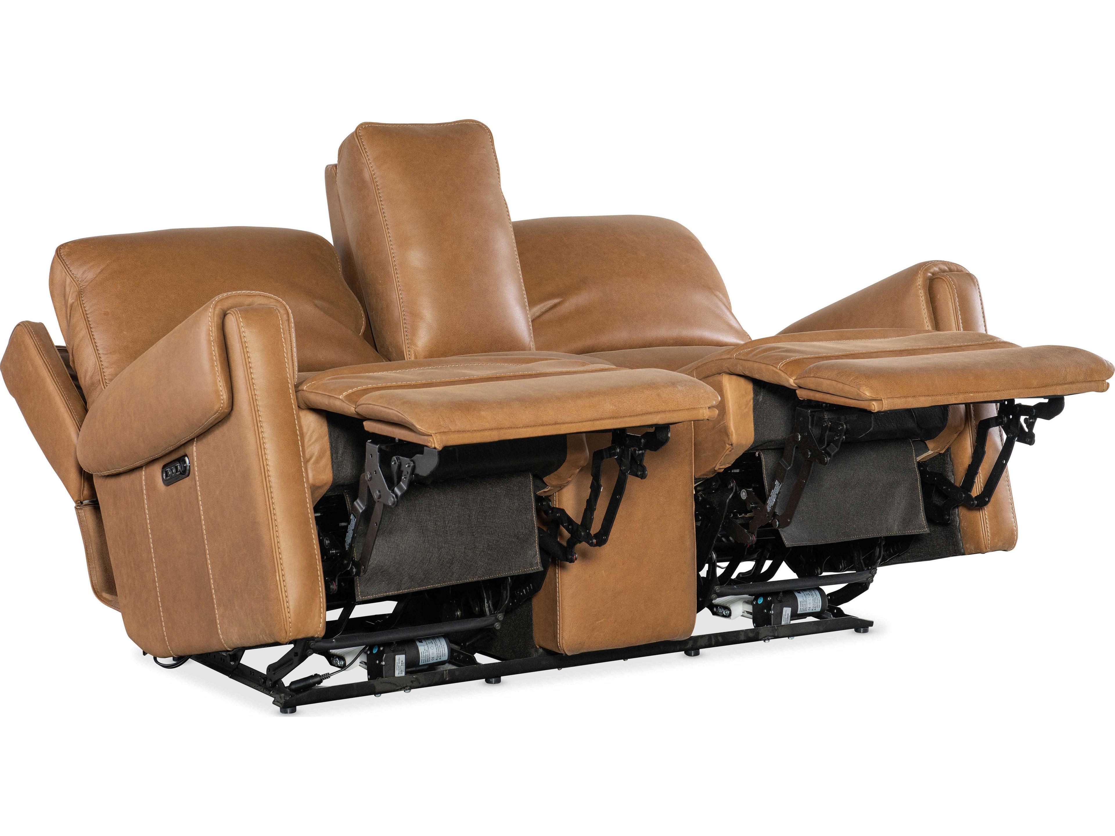 Hooker Furniture Somers Power Console Denver Coffee Brown Leather Loveseat