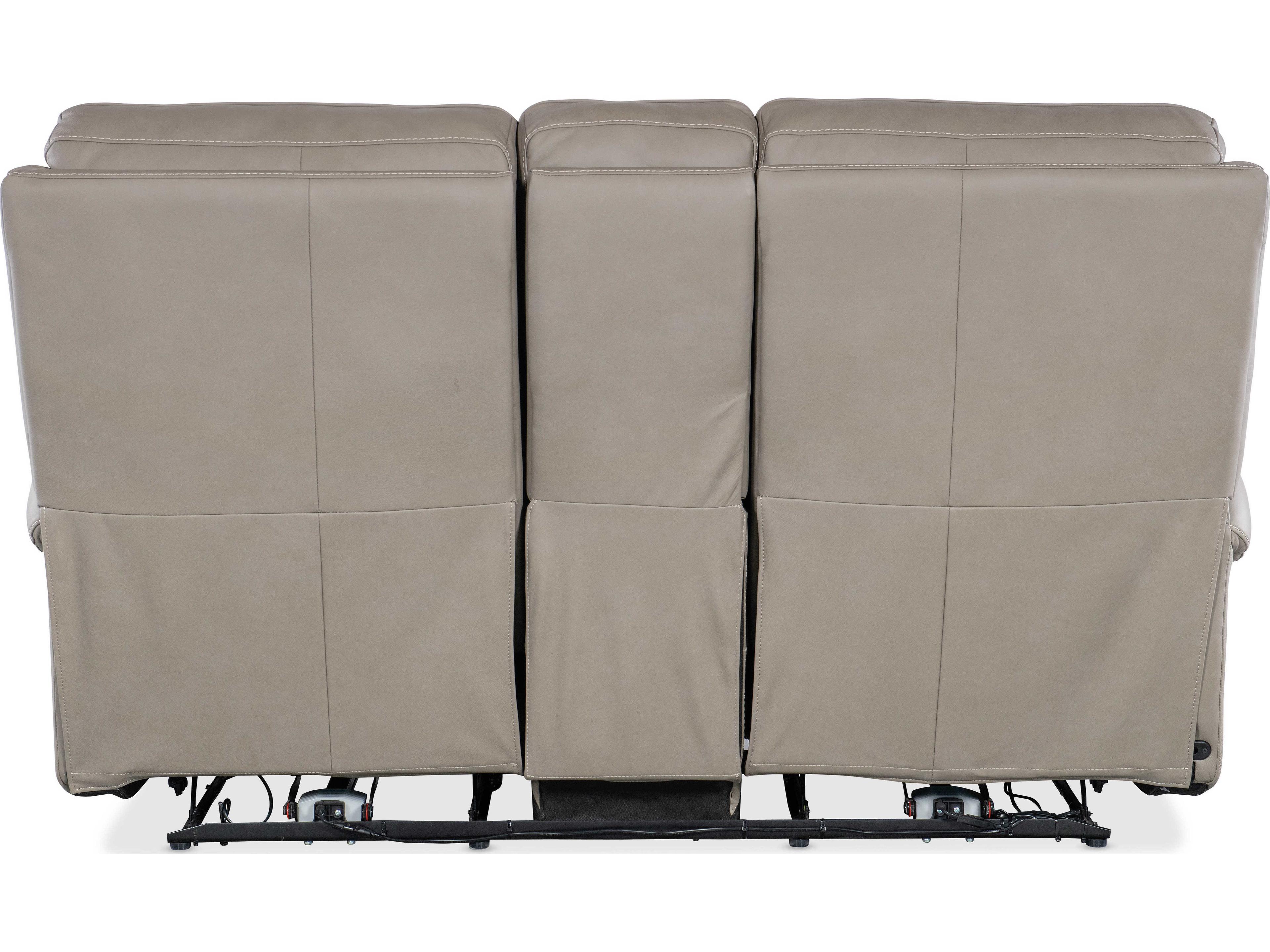 Hooker Furniture Somers Power Console Dark Taupe Gray Leather Loveseat