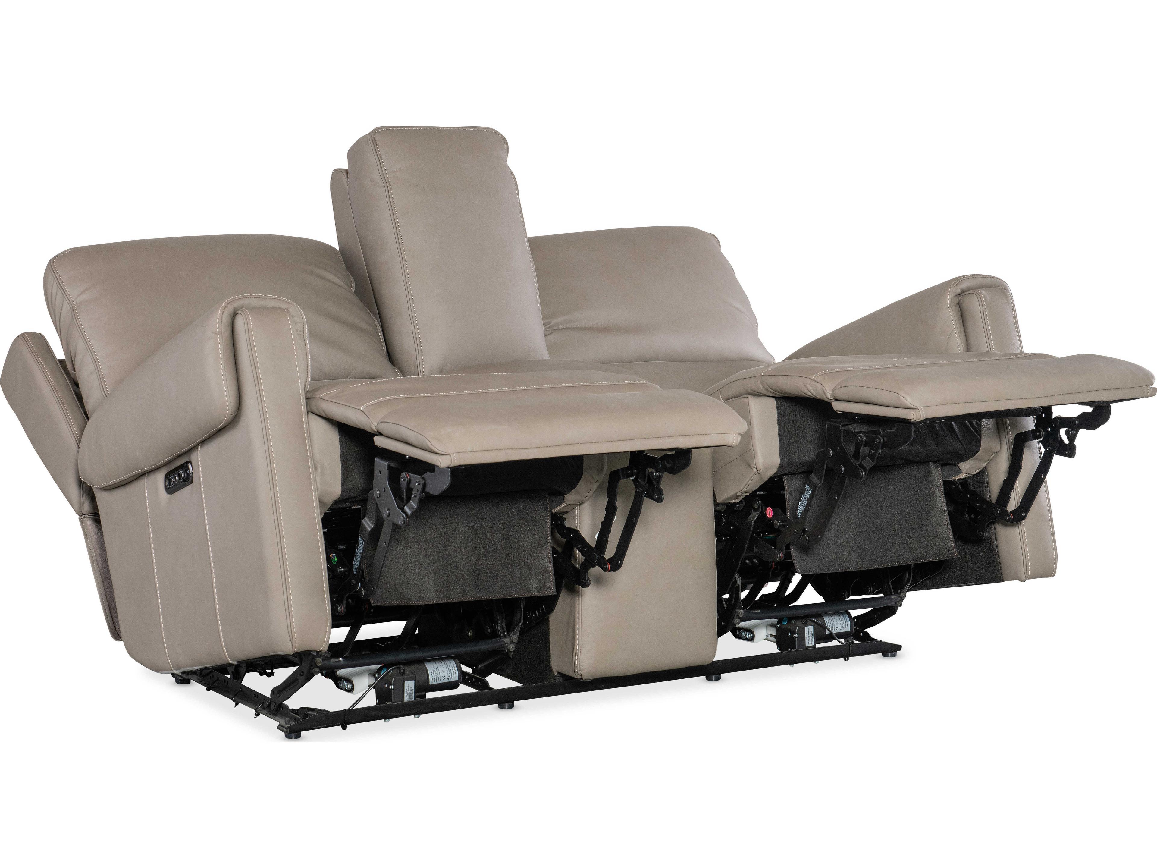 Hooker Furniture Somers Power Console Dark Taupe Gray Leather Loveseat