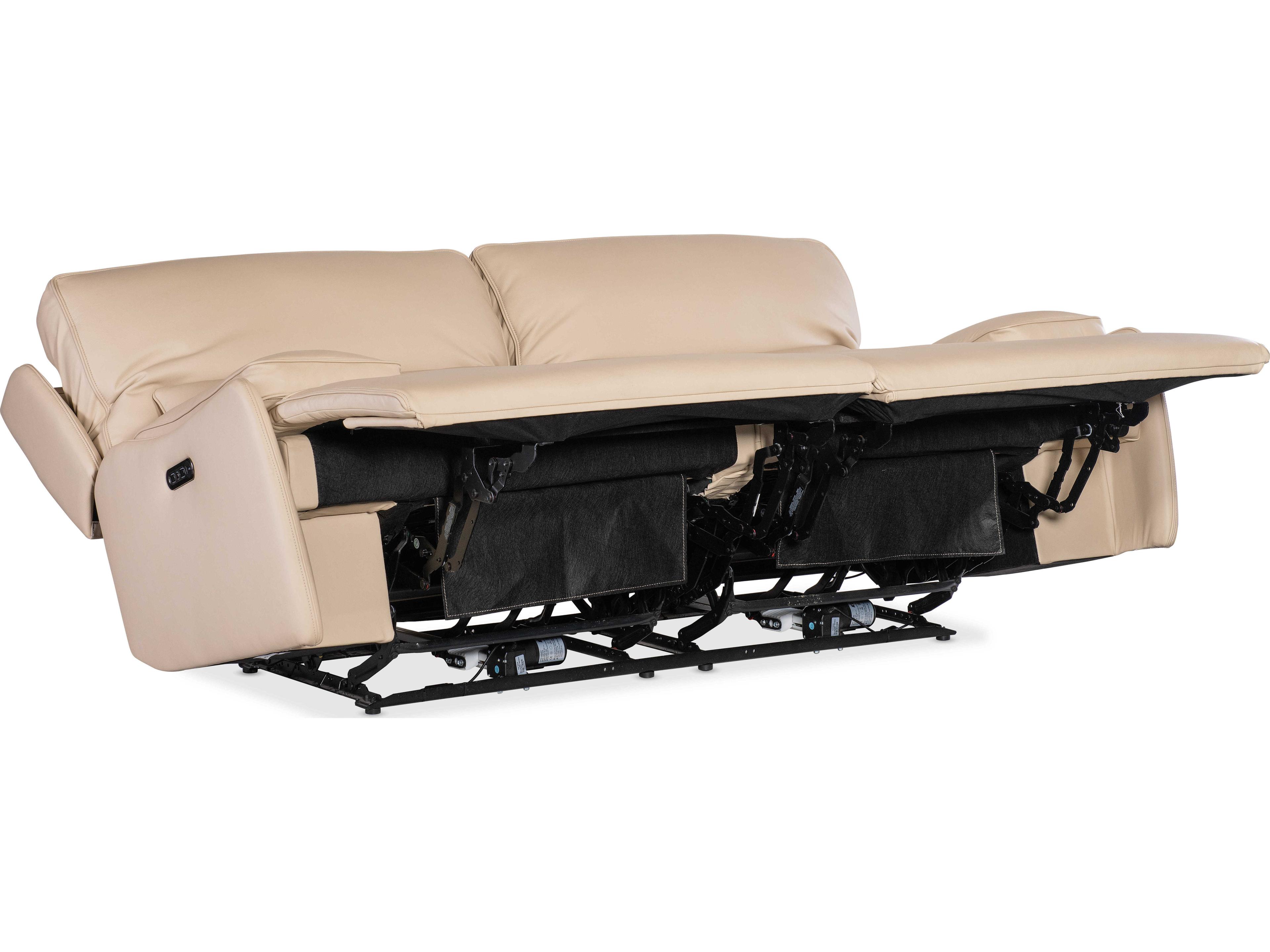 Hooker Furniture Kramer Oslo Antelope Beige Leather Zero Gravity Power Sofa with Power Headrest