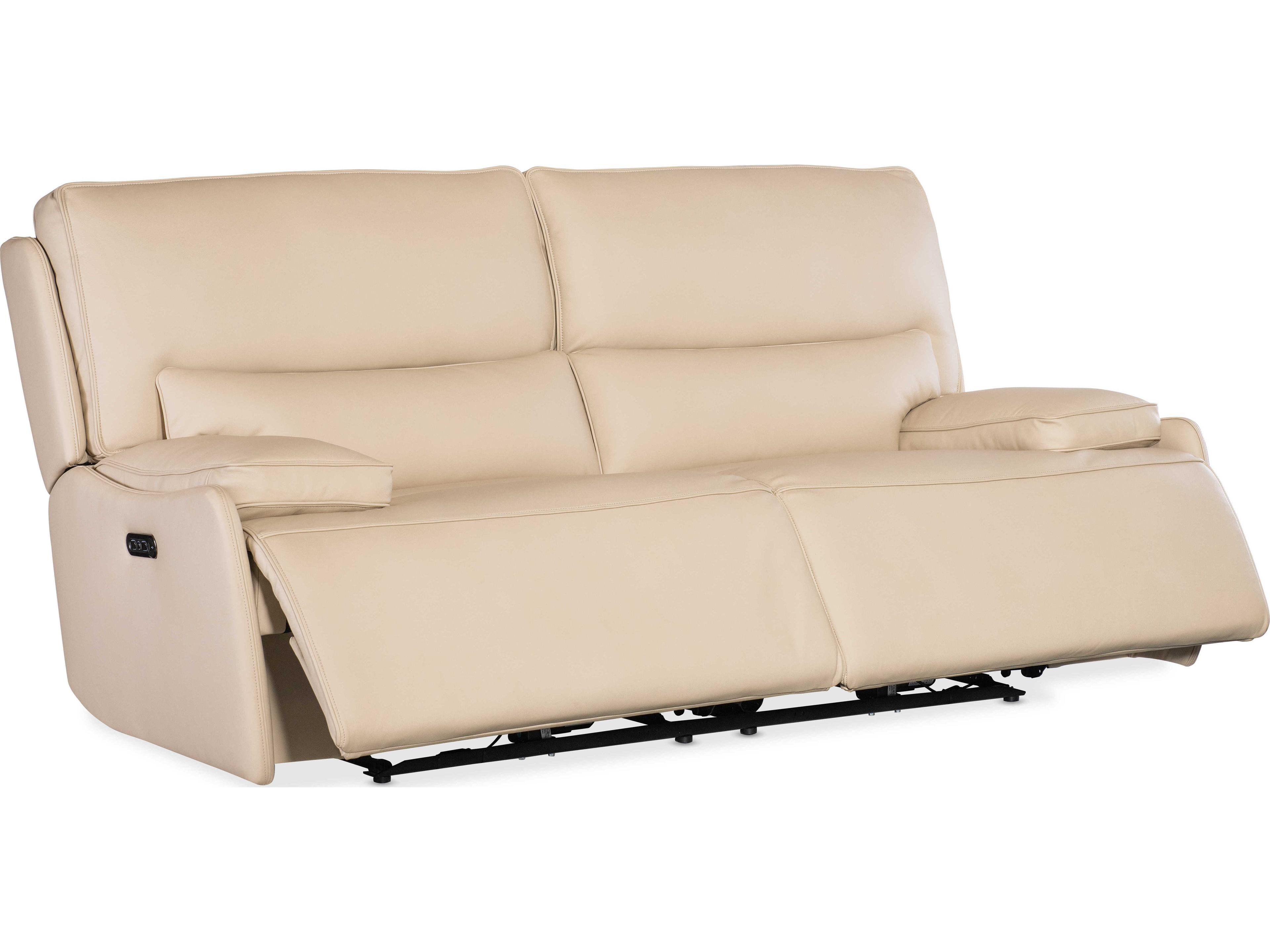 Hooker Furniture Kramer Oslo Antelope Beige Leather Zero Gravity Power Sofa with Power Headrest