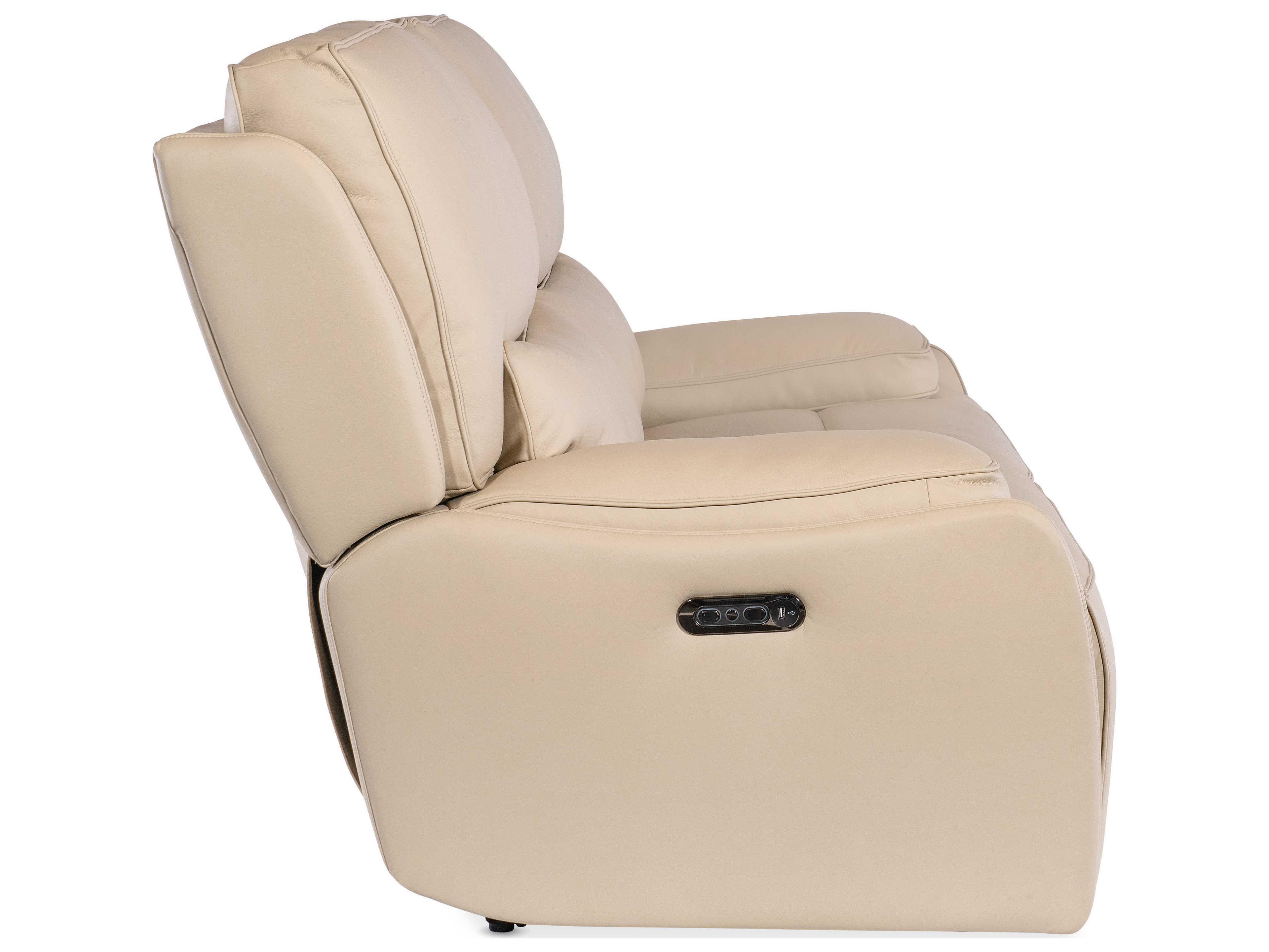 Hooker Furniture Kramer Oslo Antelope Beige Leather Zero Gravity Power Sofa with Power Headrest