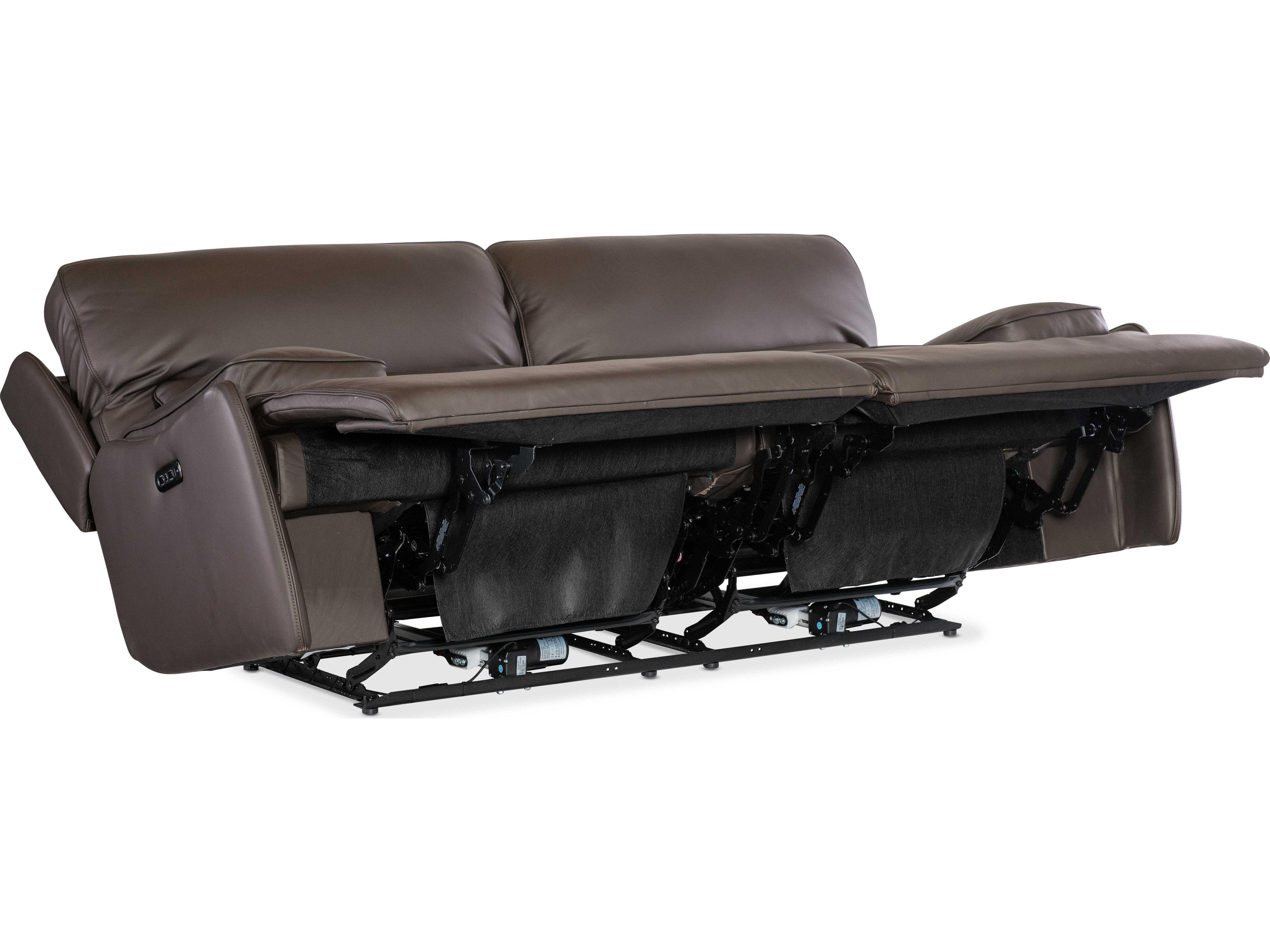 Hooker Furniture Kramer Oslo Antelope Brown Leather Zero Gravity Power Sofa with Power Headrest