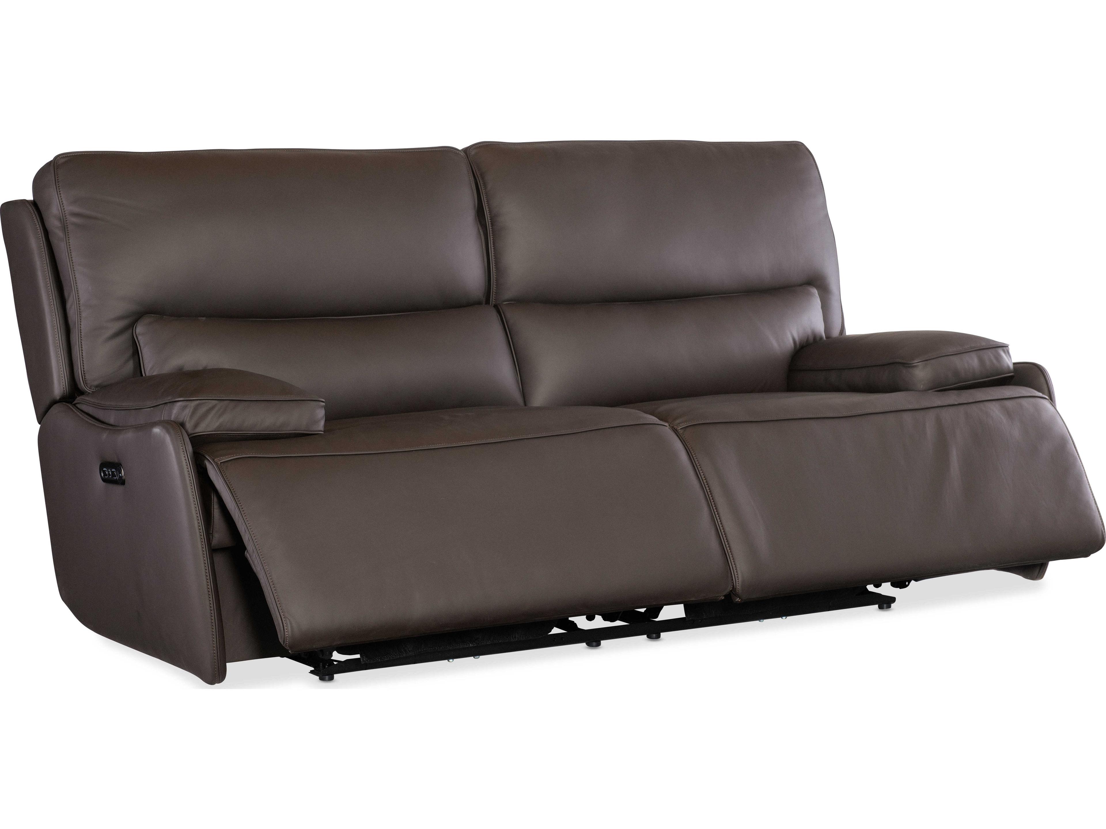 Hooker Furniture Kramer Oslo Antelope Brown Leather Zero Gravity Power Sofa with Power Headrest