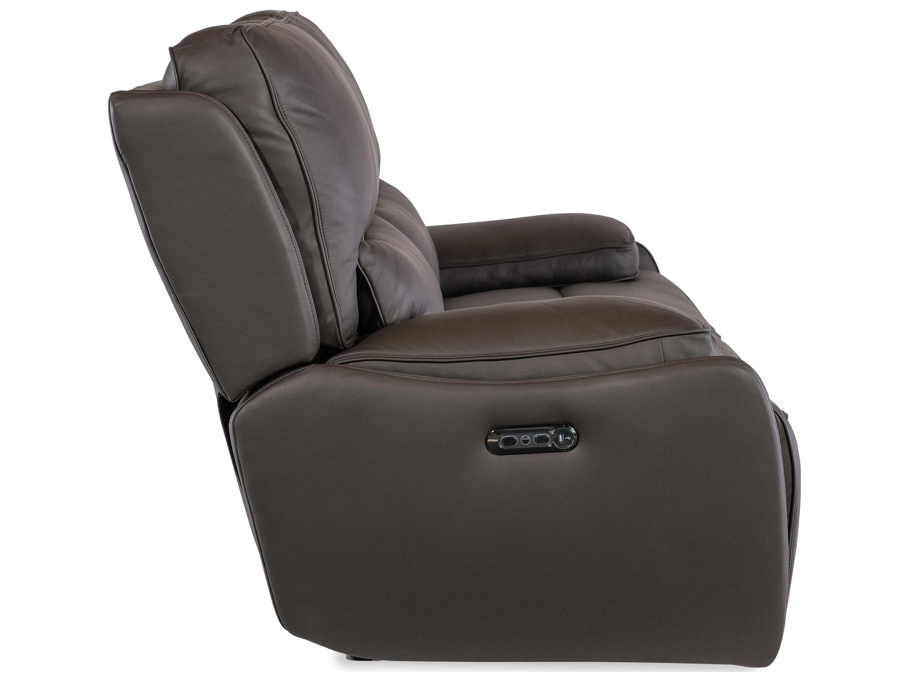 Hooker Furniture Kramer Oslo Antelope Brown Leather Zero Gravity Power Sofa with Power Headrest