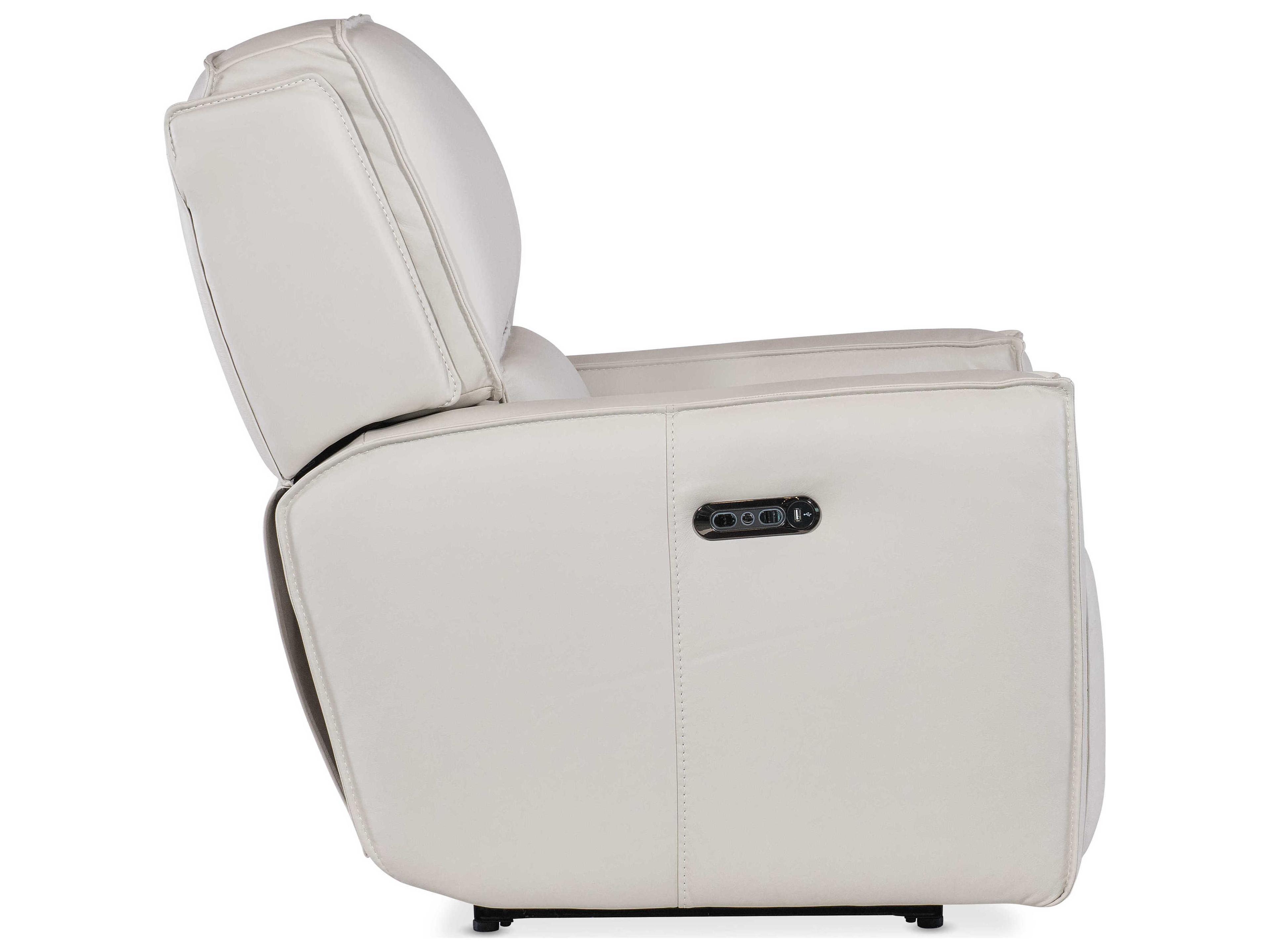 Hooker Furniture Miles Oslo Antelope White Leather Zero Gravity Power Recliner with Power Headrest