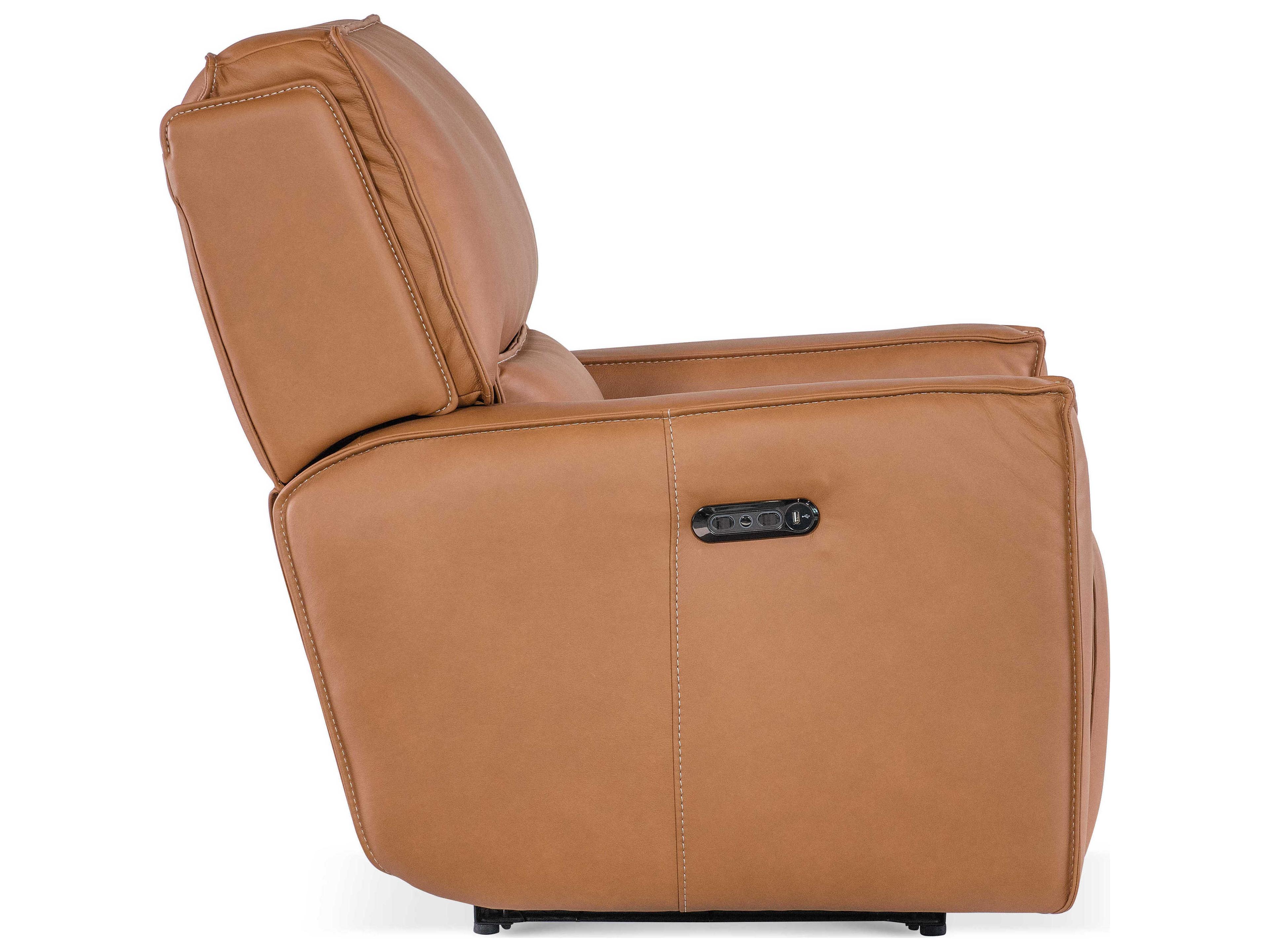 Hooker Furniture Miles Oslo Antelope Brown Leather Zero Gravity Power Recliner with Power Headrest