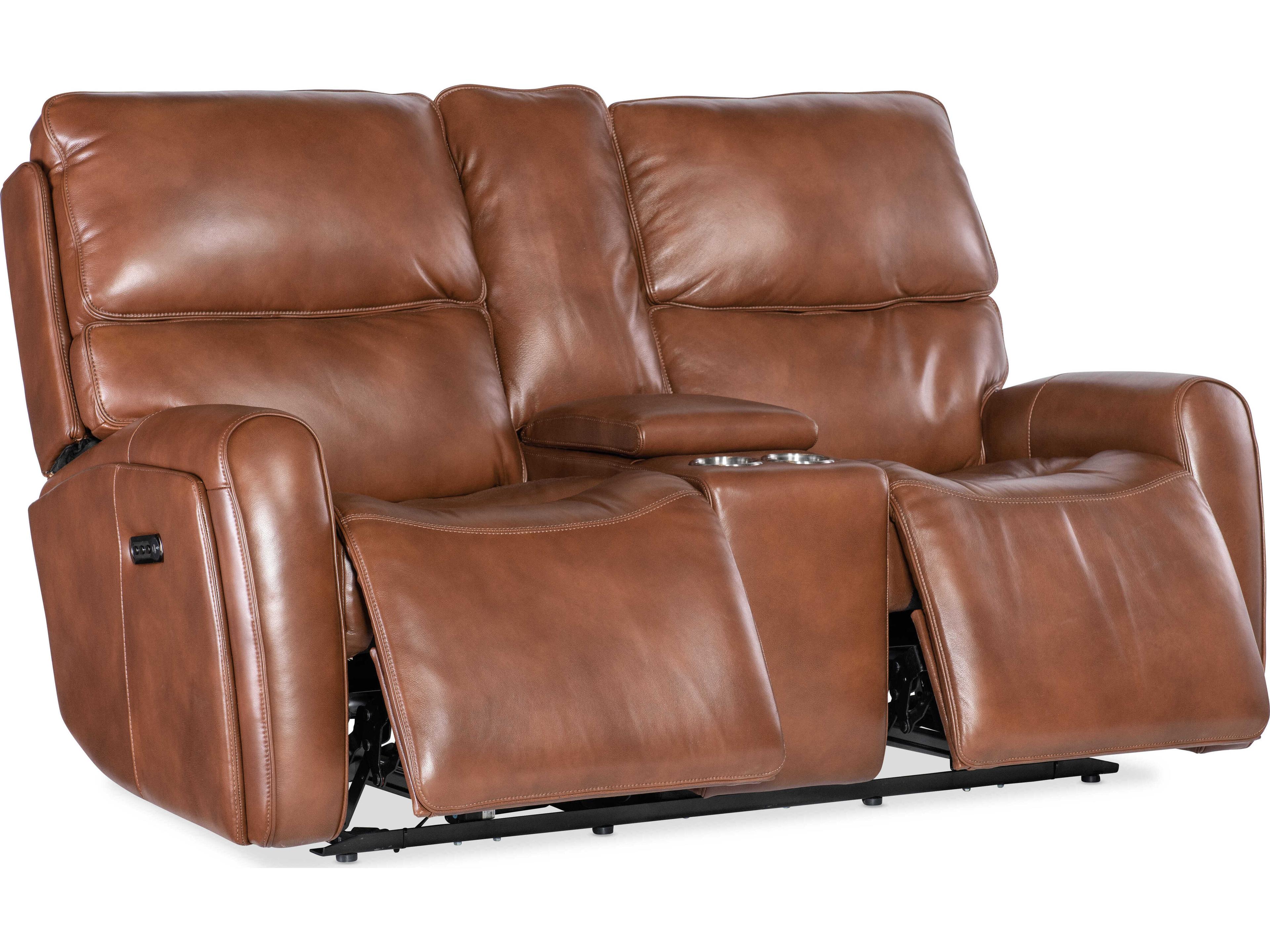 Hooker Furniture Ms Crosby Zero Gravity Usb Port Brown Leather Loveseat