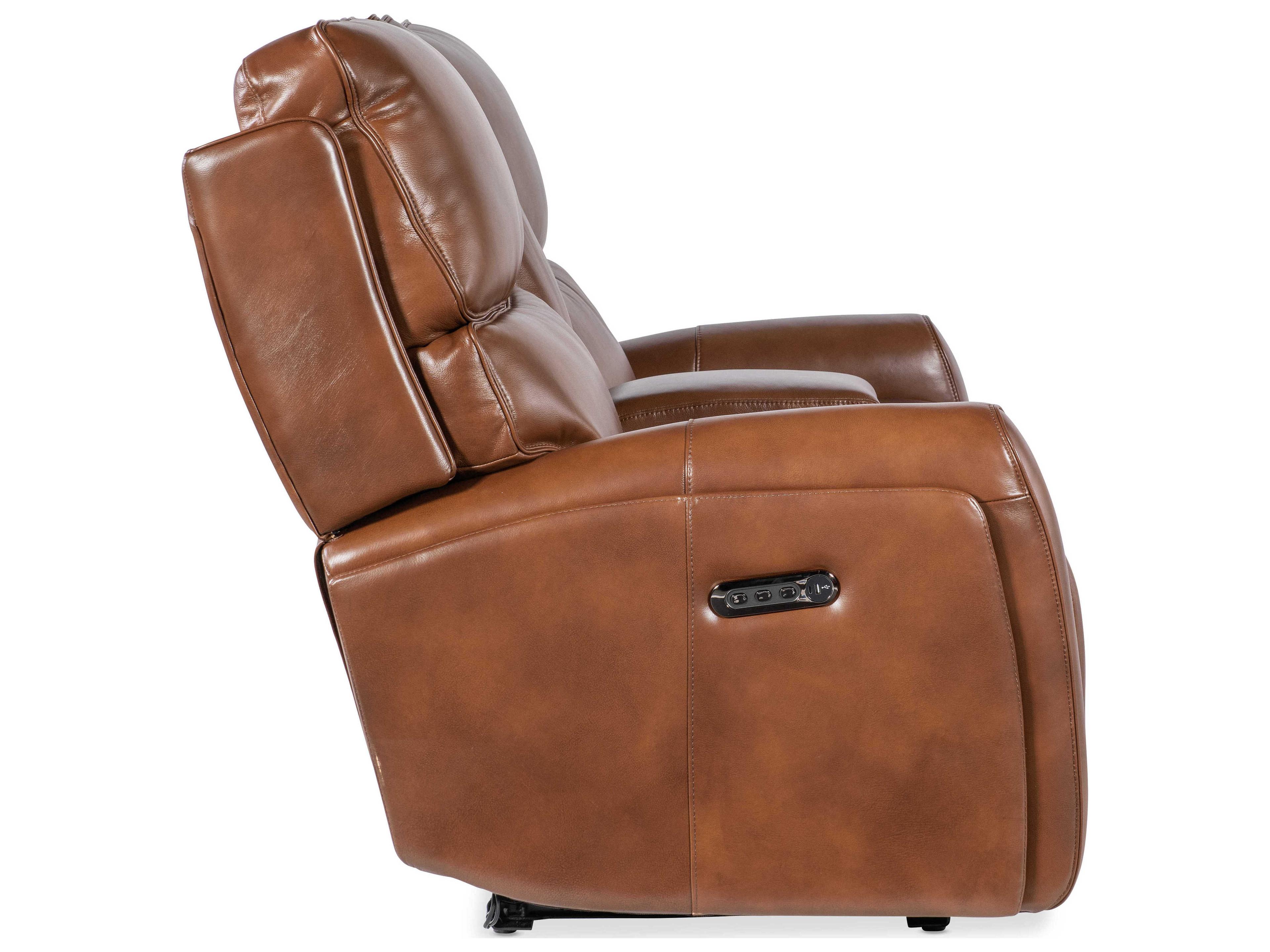 Hooker Furniture Ms Crosby Zero Gravity Usb Port Brown Leather Loveseat
