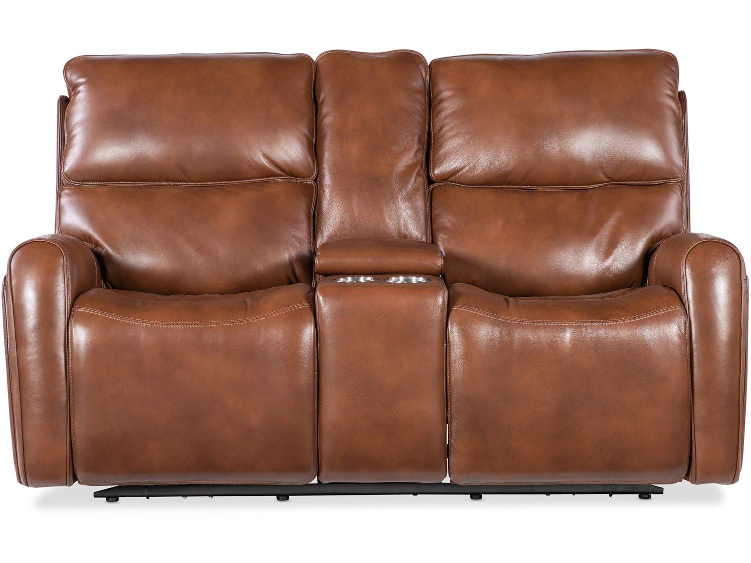 Hooker Furniture Ms Crosby Zero Gravity Usb Port Brown Leather Loveseat