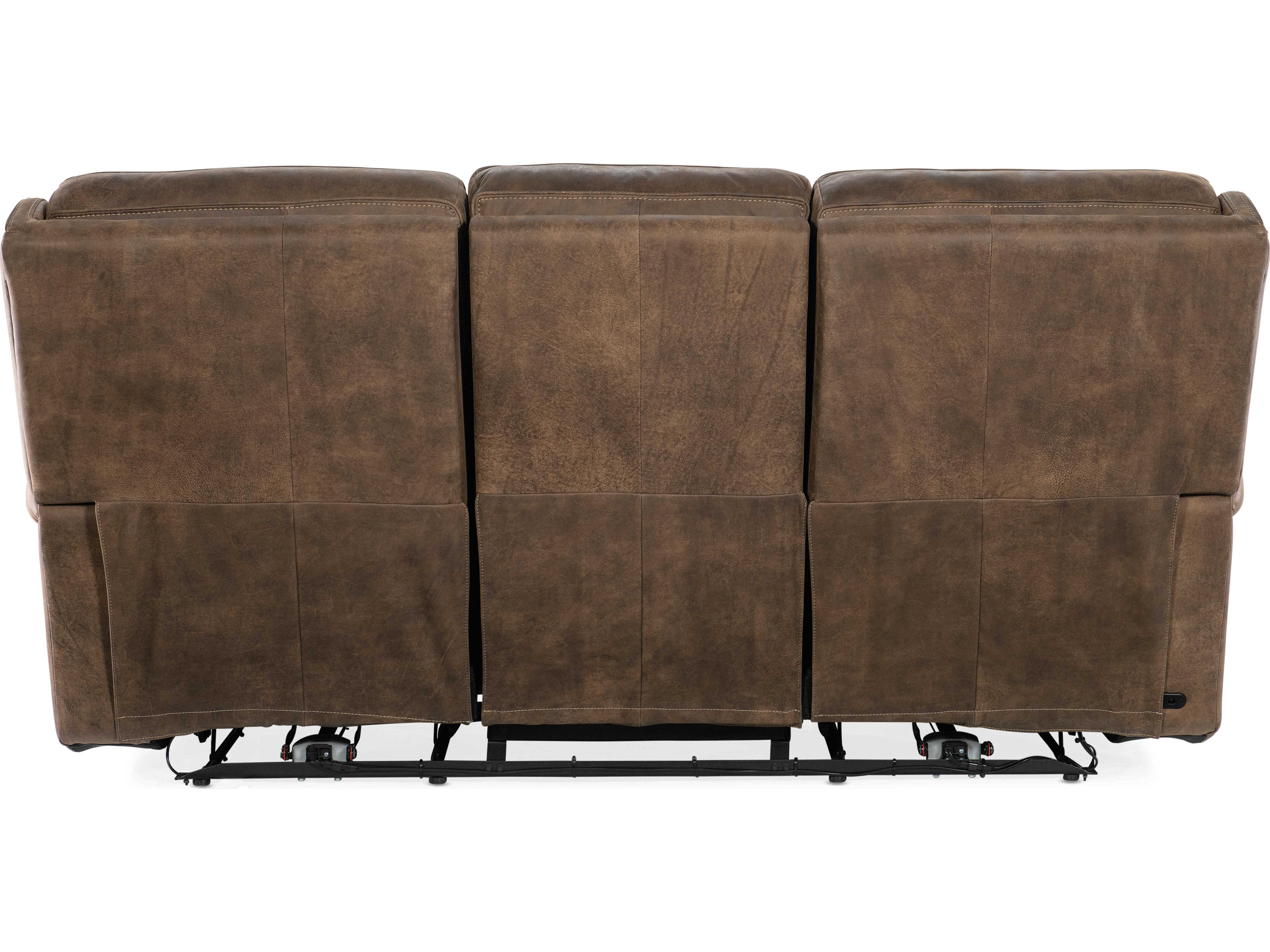 Hooker Furniture Wheeler Power Seville Timber Brown Leather Sofa with Headrest