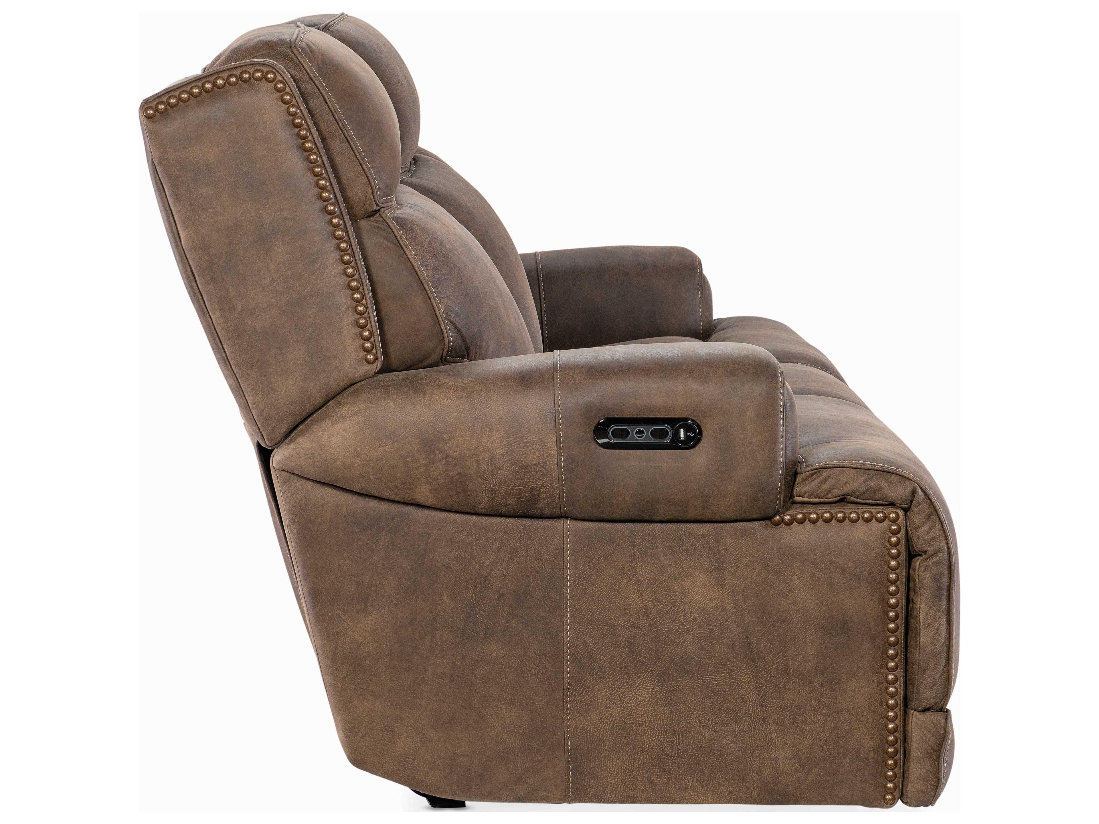 Hooker Furniture Wheeler Power Seville Timber Brown Leather Sofa with Headrest