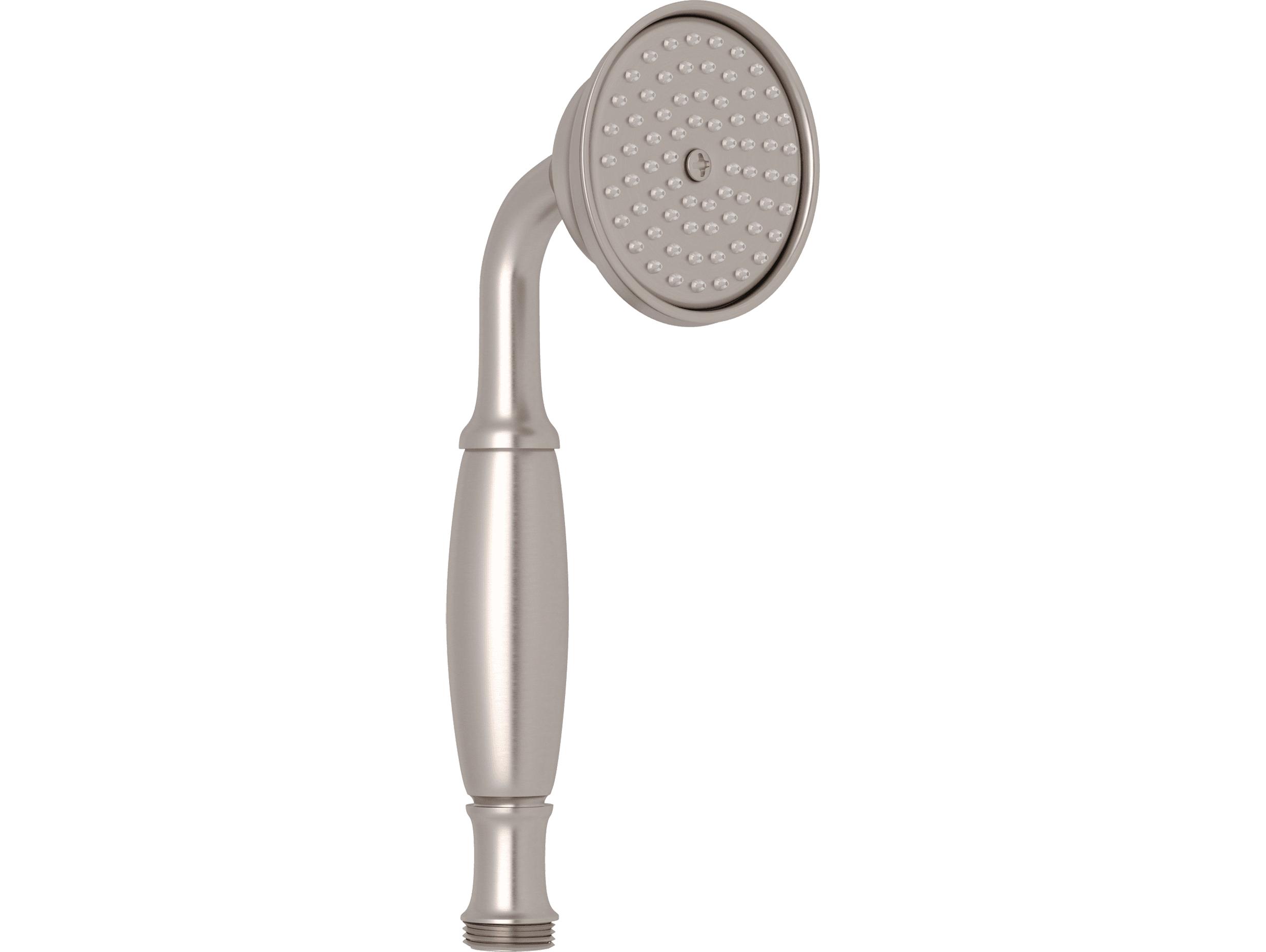 Rohl Satin Nickel Single Function Straight Handshower With Easy Clean Anti-Cal Spray Pattern 