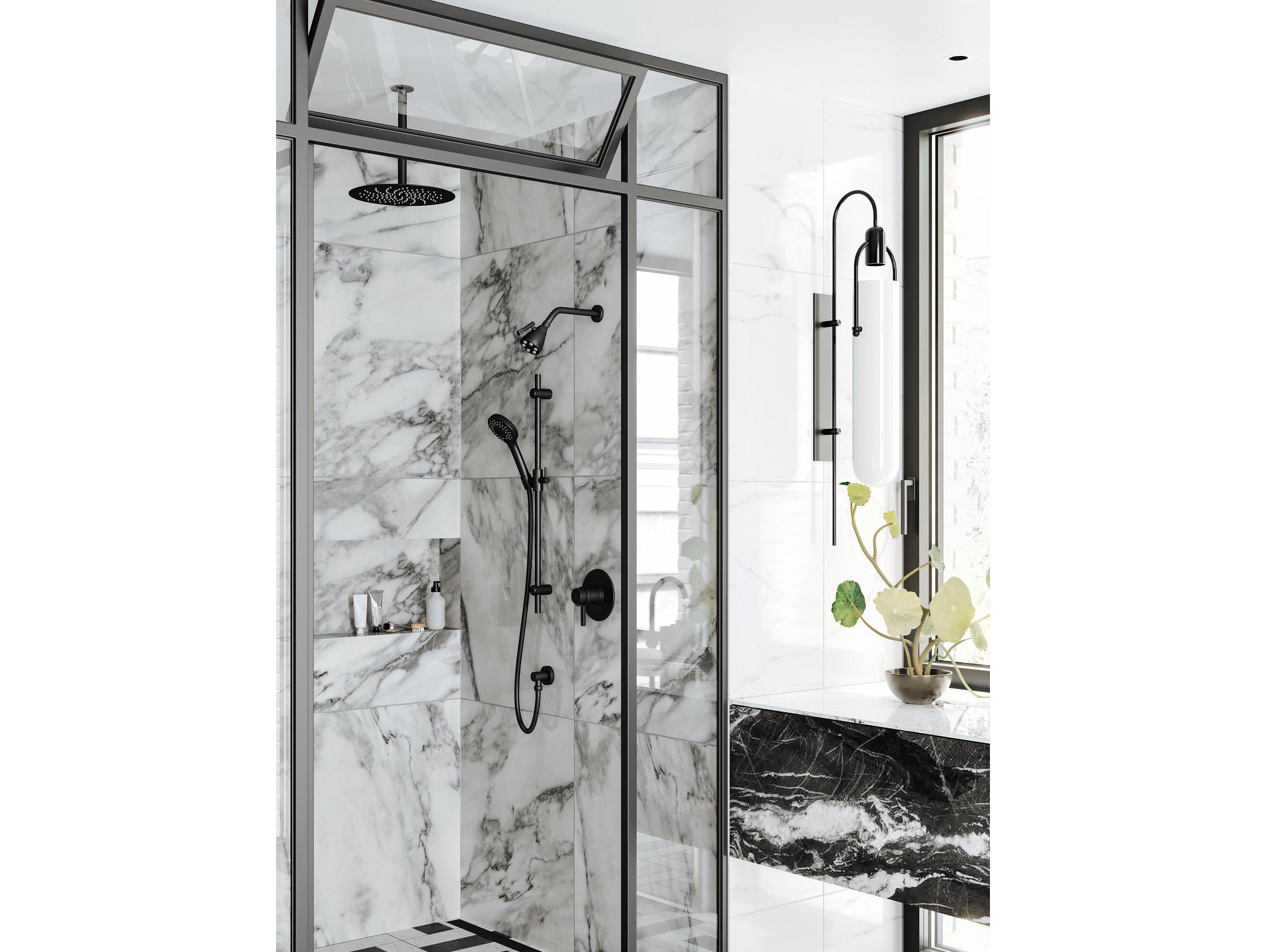 Rohl 7" Matte Black Reach Wall Mount Shower Arm