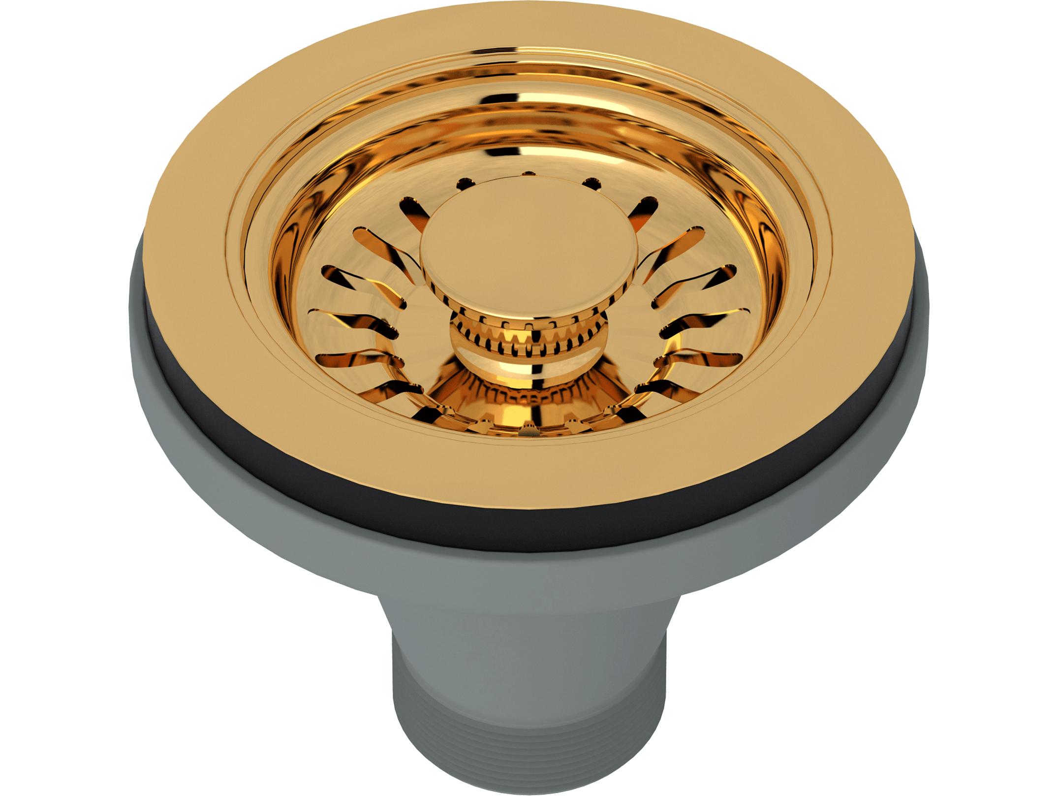 Rohl Basket Strainer Without Remote Pop-Up Pull Knob In Italian Brass Manual Operation