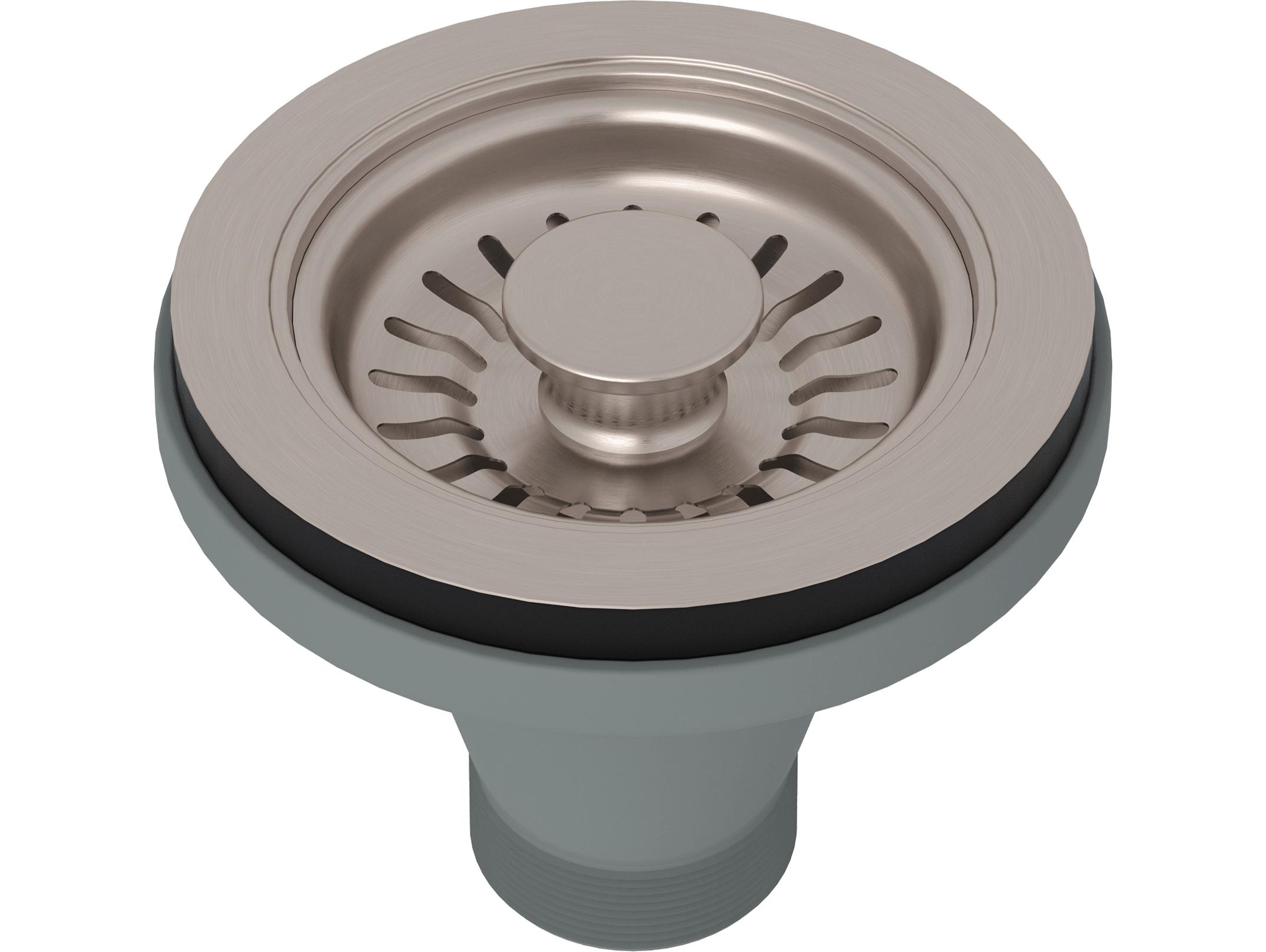 Rohl Basket Strainer Without Remote Pop-Up Pull Knob In Satin Nickel Manual Operation
