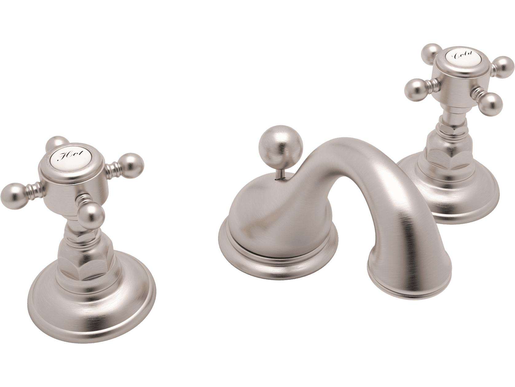 Rohl Acqui Italian Bath Viaggio Widespread Lavatory Faucet in Satin Nickel with Cross Handles