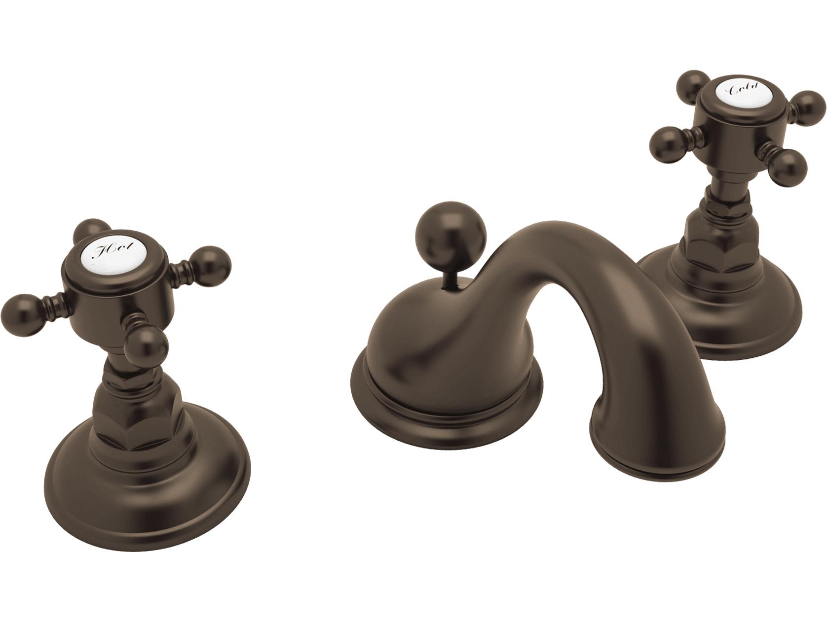 Rohl Acqui Italian Bath Viaggio Widespread Lavatory Faucet in Tuscan Brass with Cross Handles