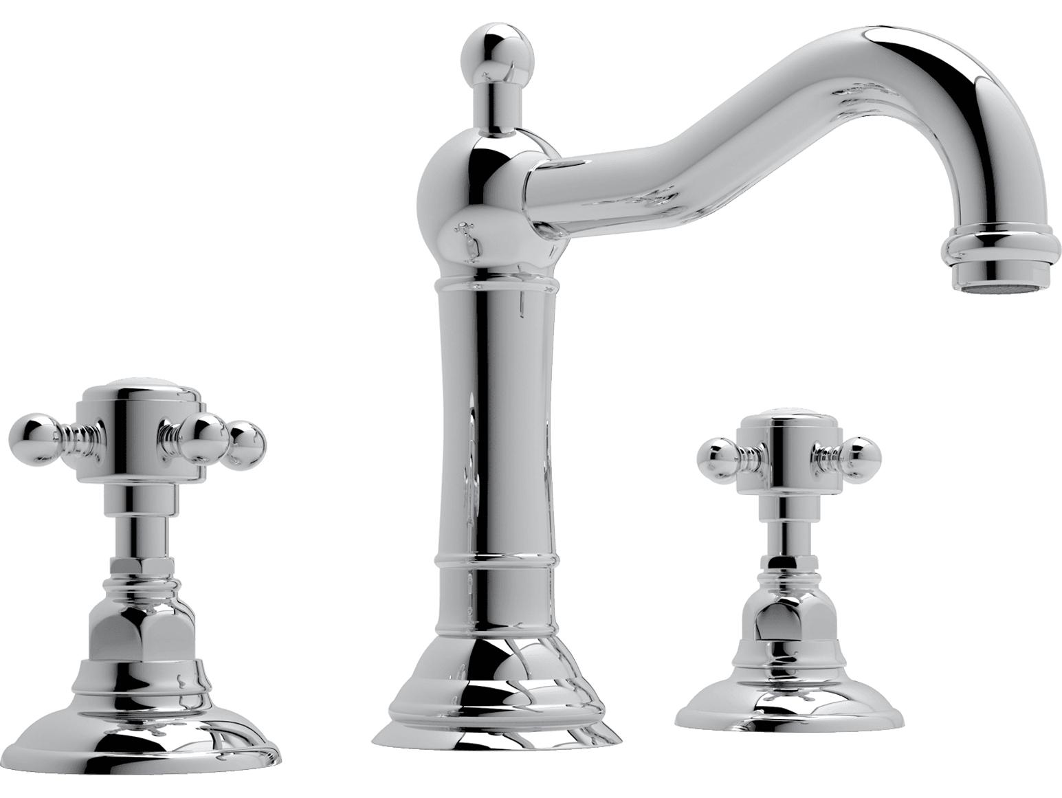 Rohl Acqui Italian Bath Widespread Lavatory Faucet in Polished Chrome with Cross Handles