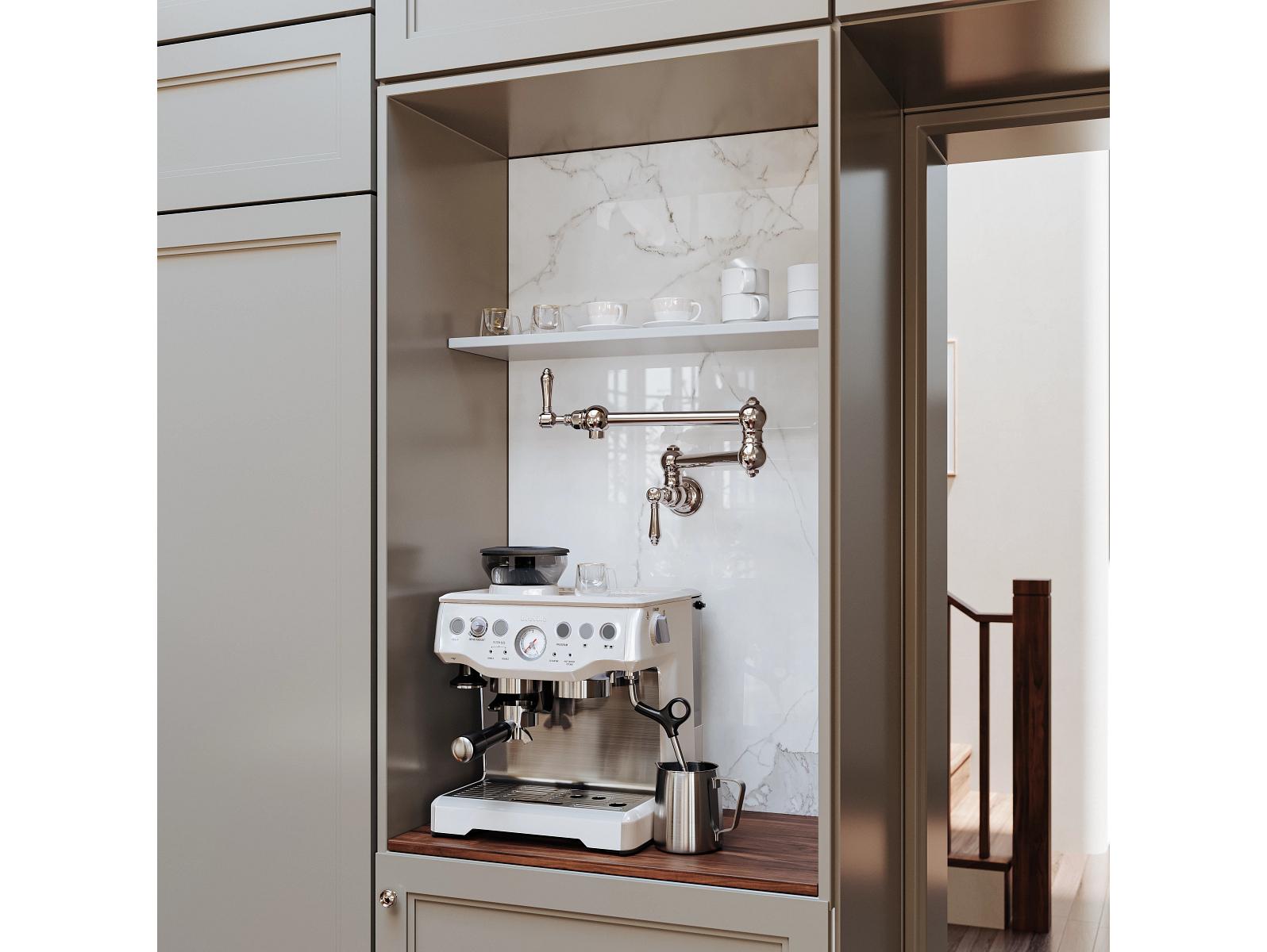 Rohl Acqui Italian Kitchen Single Hole Faucet In Polished Nickel With Metal Levers And 6 1/2 Reach Column Spout