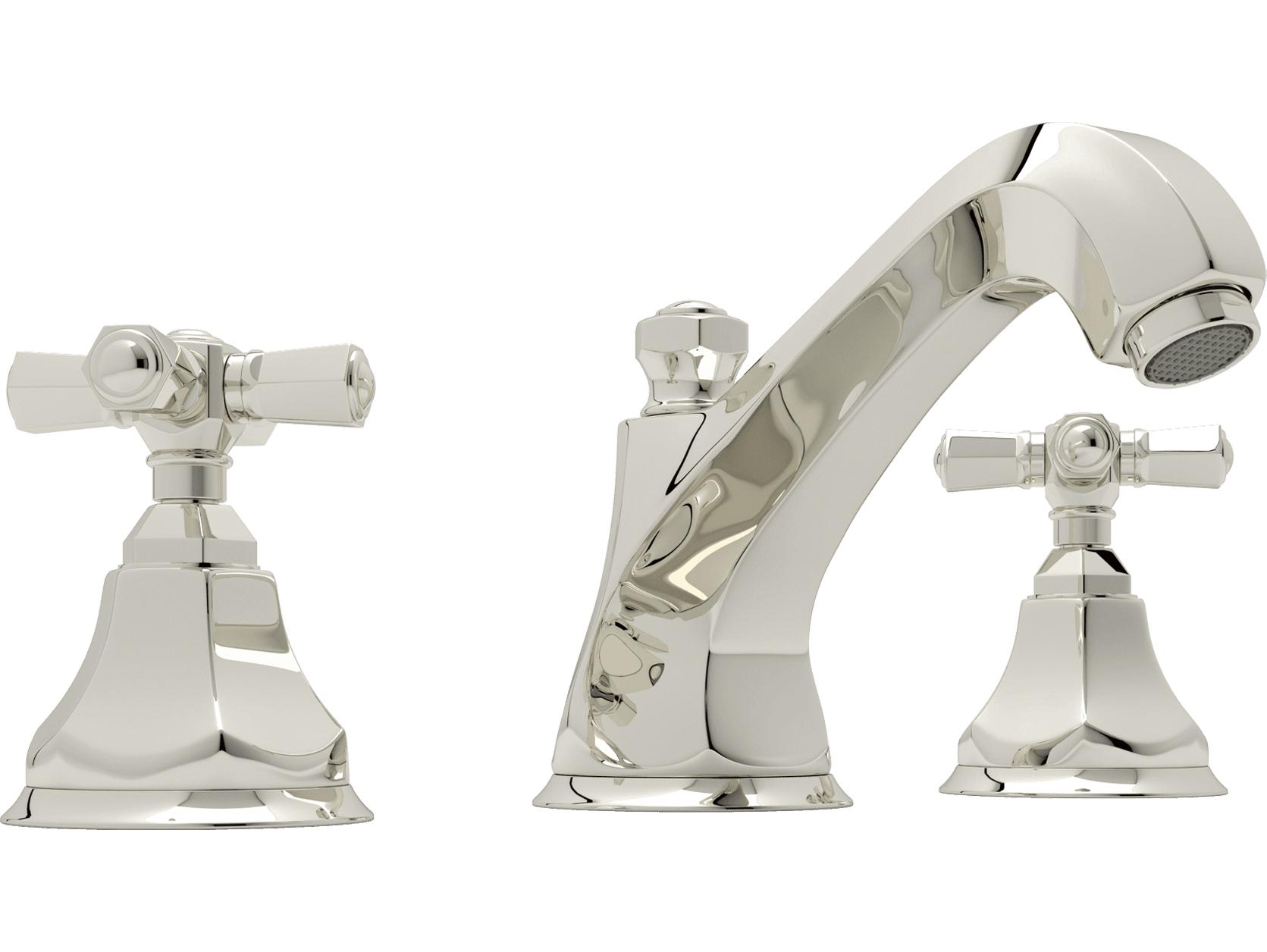 Rohl Palladian Widespread Lavatory Faucet In Polished Nickel With Hex Spout 