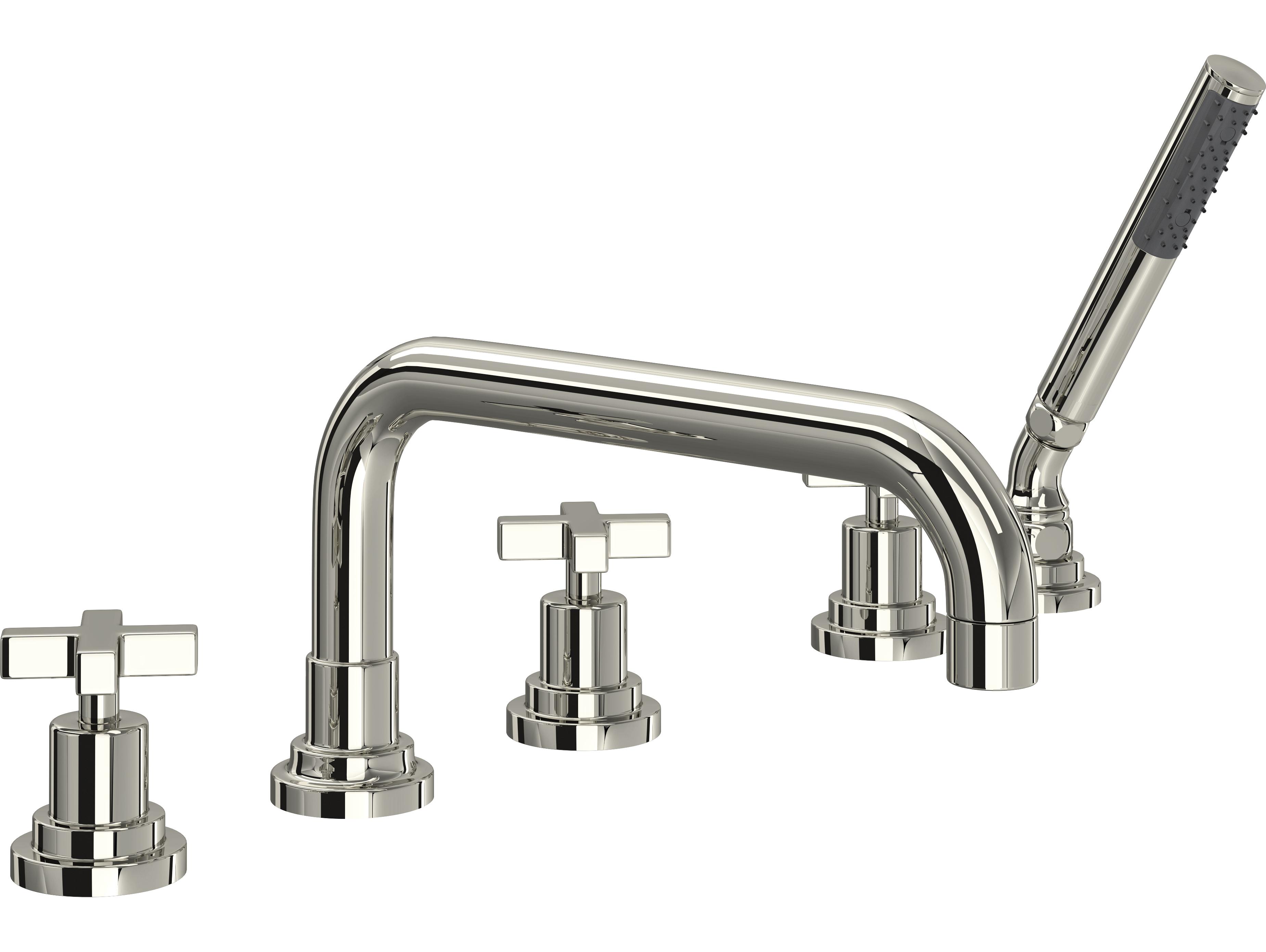 Rohl Lombardia Bath Five Hole Deck Mounted Tub Filler In Polished Nickel 