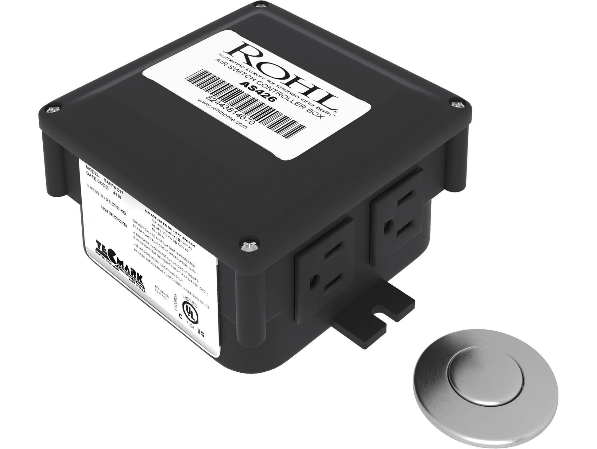 Rohl Kit Air Activated Switch Complete With Button And Control Box For Waste Disposal In Stainless Steel 