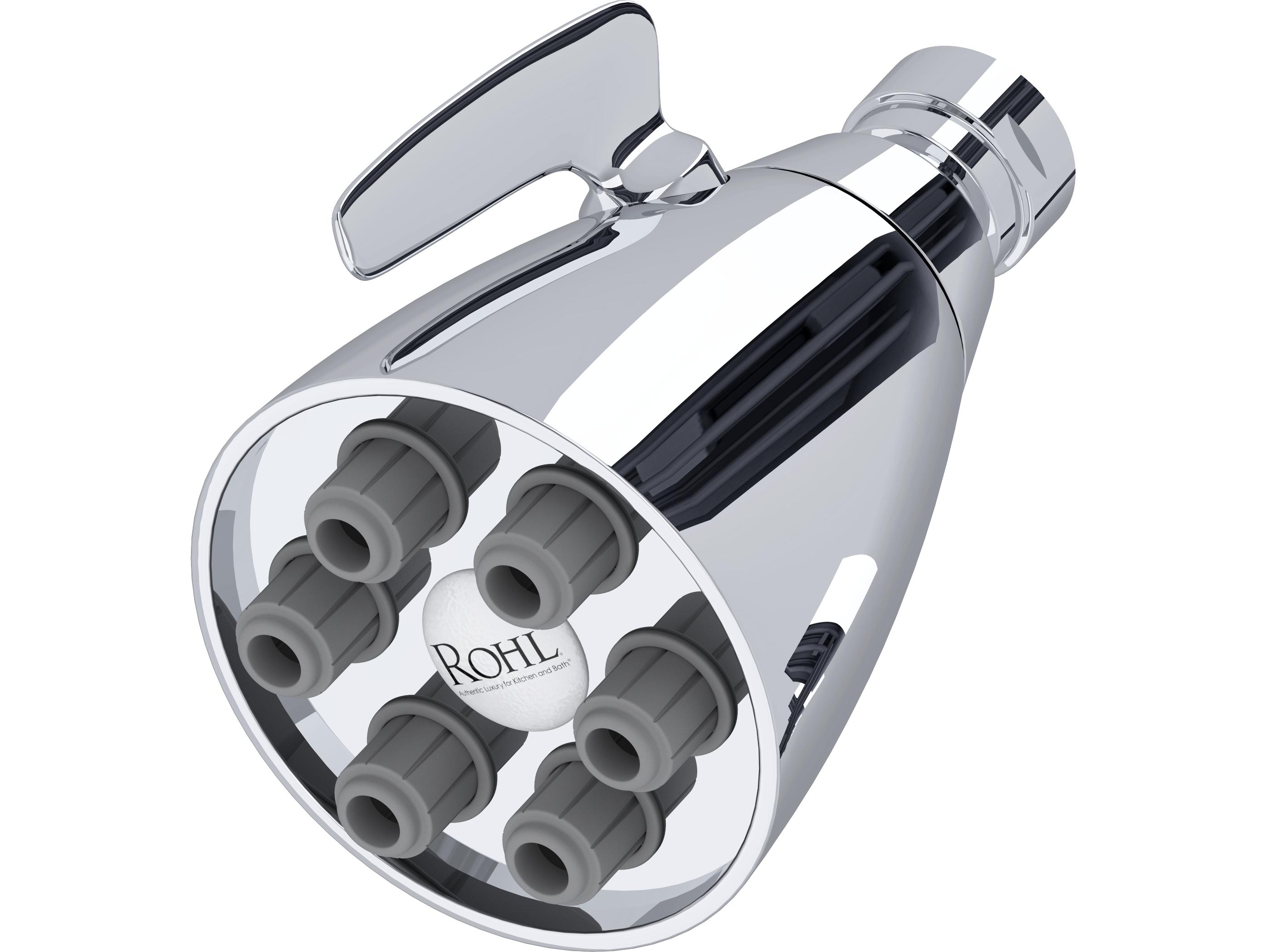 Rohl Showerhead 6 Jet With Adjustable Spray 1/2F Inlet Swivel Connection In Polished Chrome