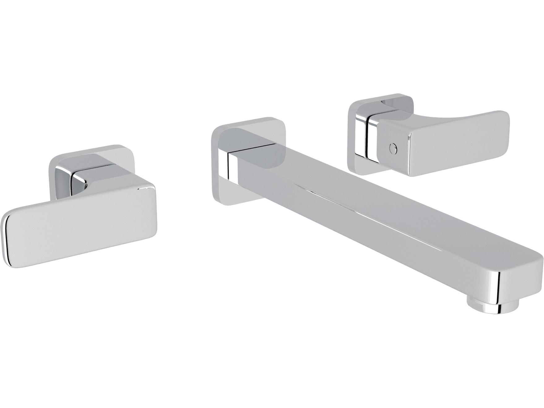 Rohl Quartile Widespread Lavatory Faucet Mixer Set In Polished Chrome with Metal Handles