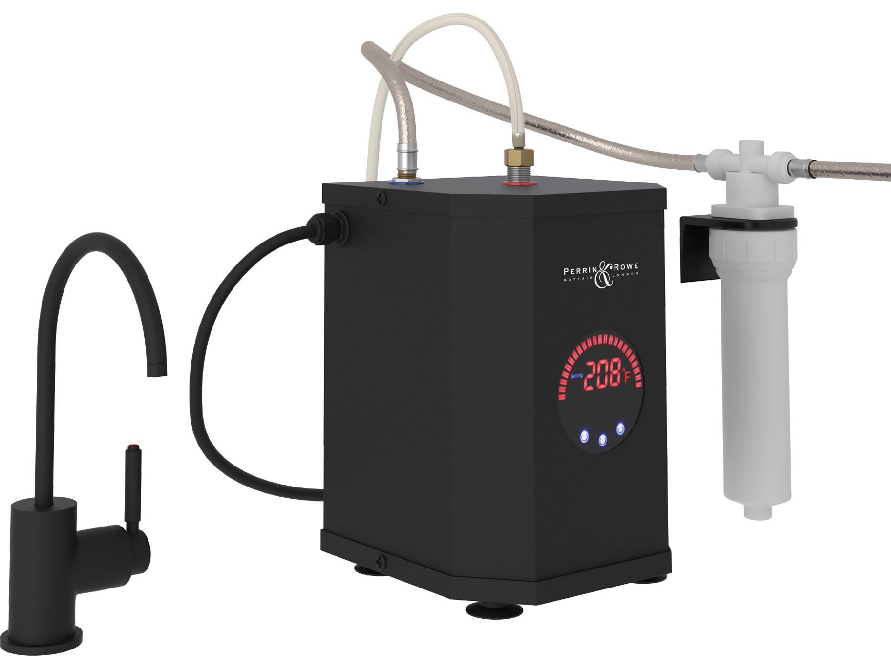 Rohl Lux Matte Black Kit Hot Water Dispenser Faucet With Hot Water Tank And Filter