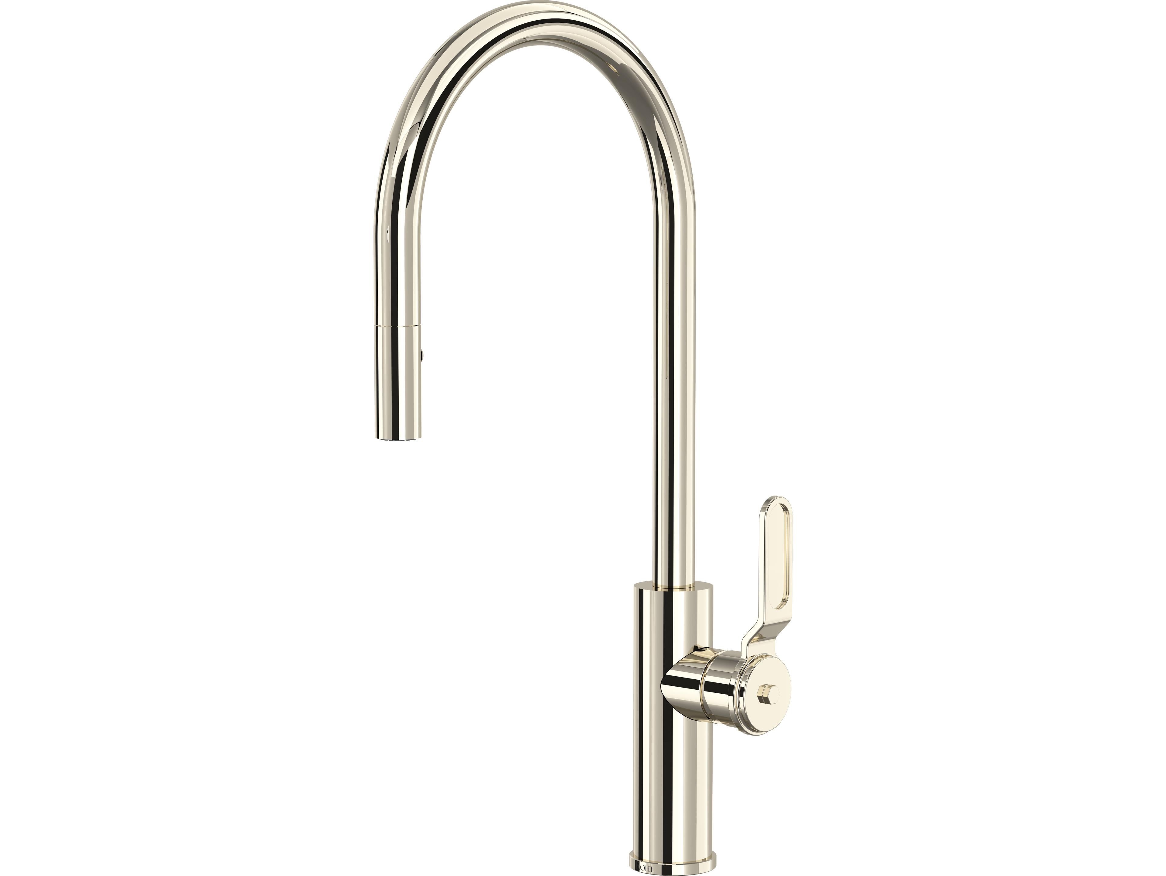 Rohl Myrina Polished Nickel Pull-Down Kitchen Faucet with C-Spout