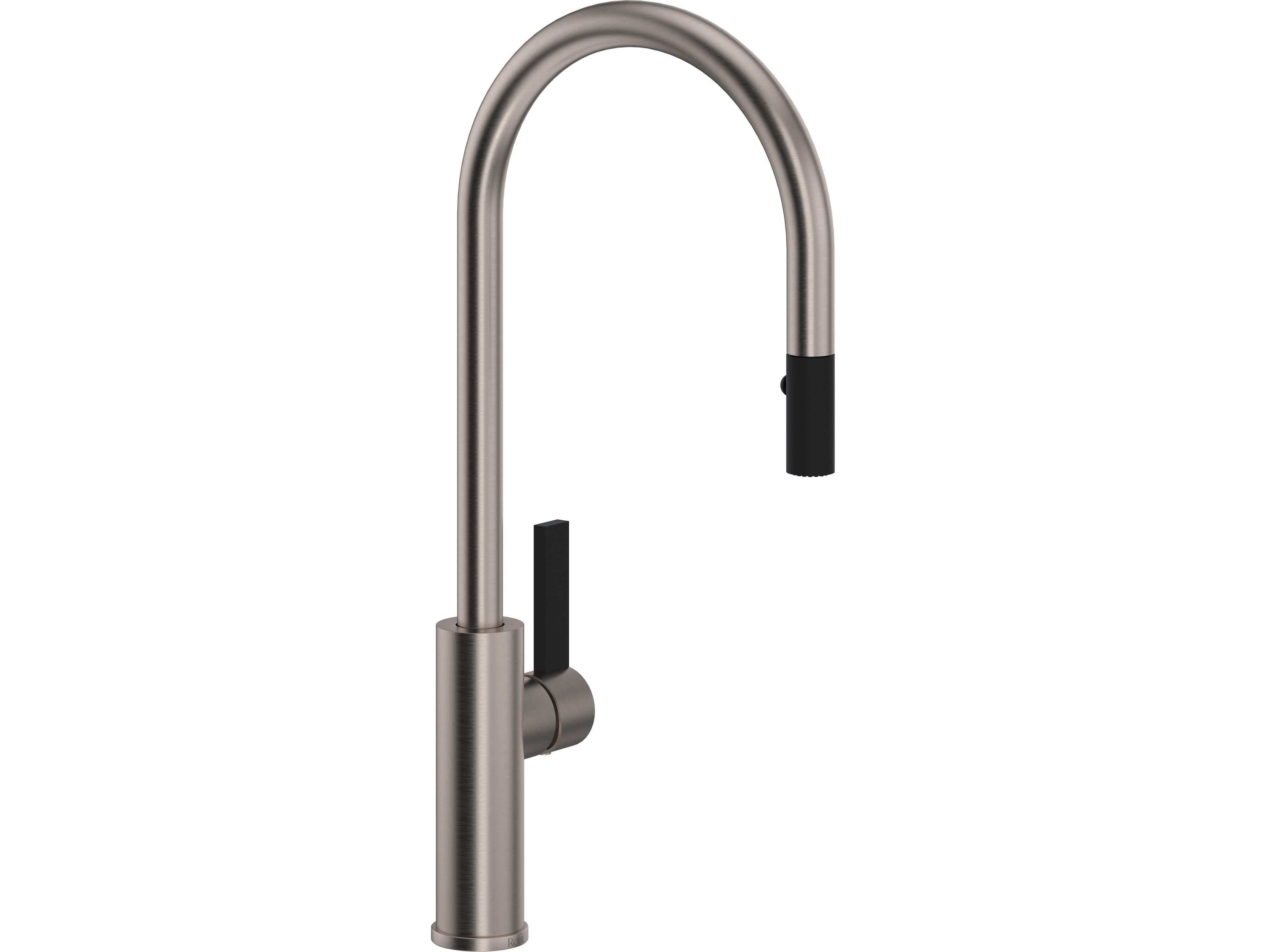 Rohl Tuario Satin Nickel Pull-Down Kitchen Faucet with C-Spout