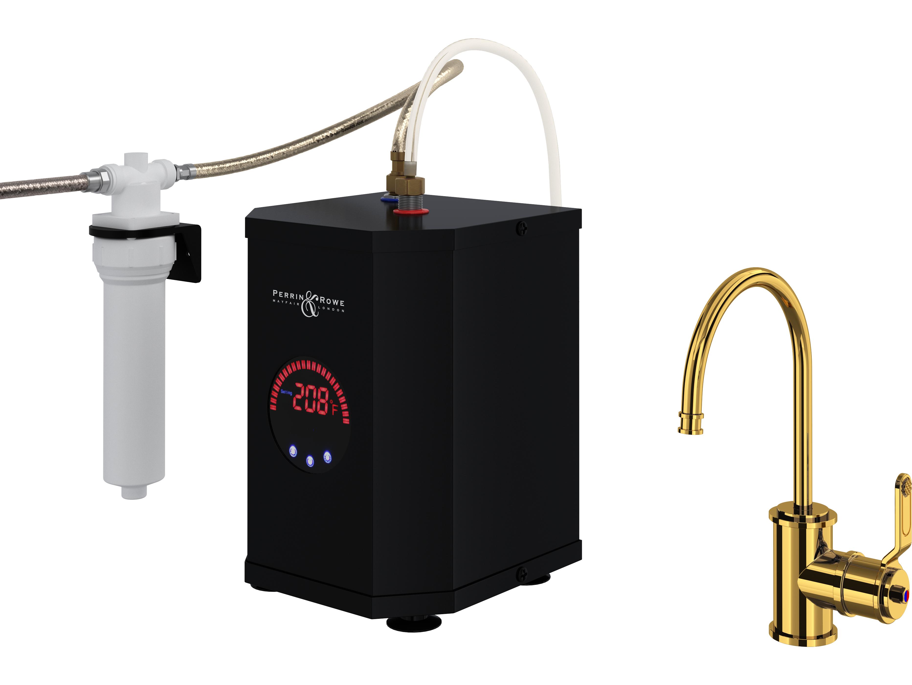 Rohl Armstrong Unlacquered Brass Hot Water and Kitchen Filter Faucet Kit