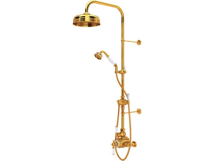 Rohl Edwardian English Gold 3/4" Exposed Wall Mount Thermostatic Shower System
