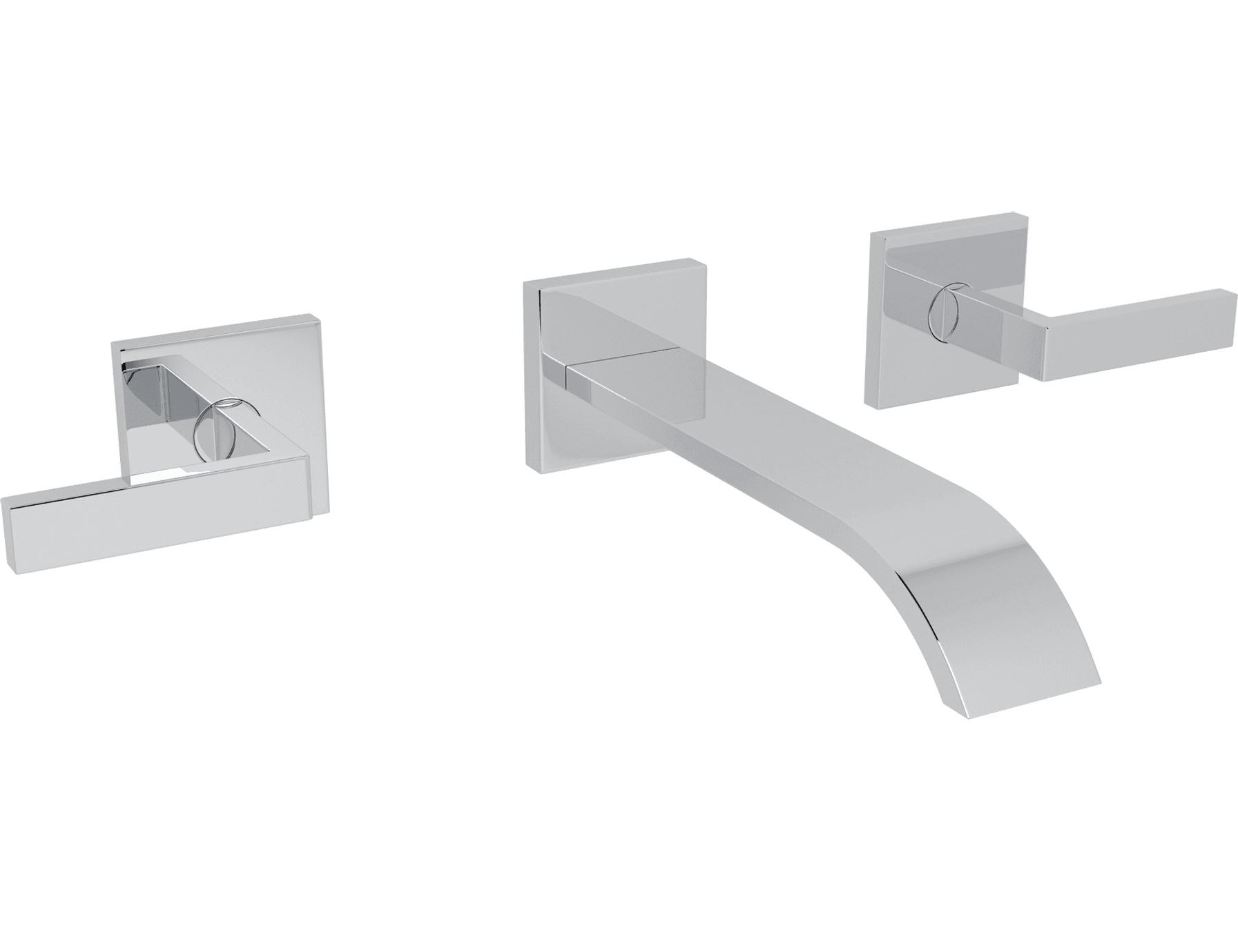 Rohl Wave Polished Chrome Wall Mounted Widespread Lavatory Faucet 