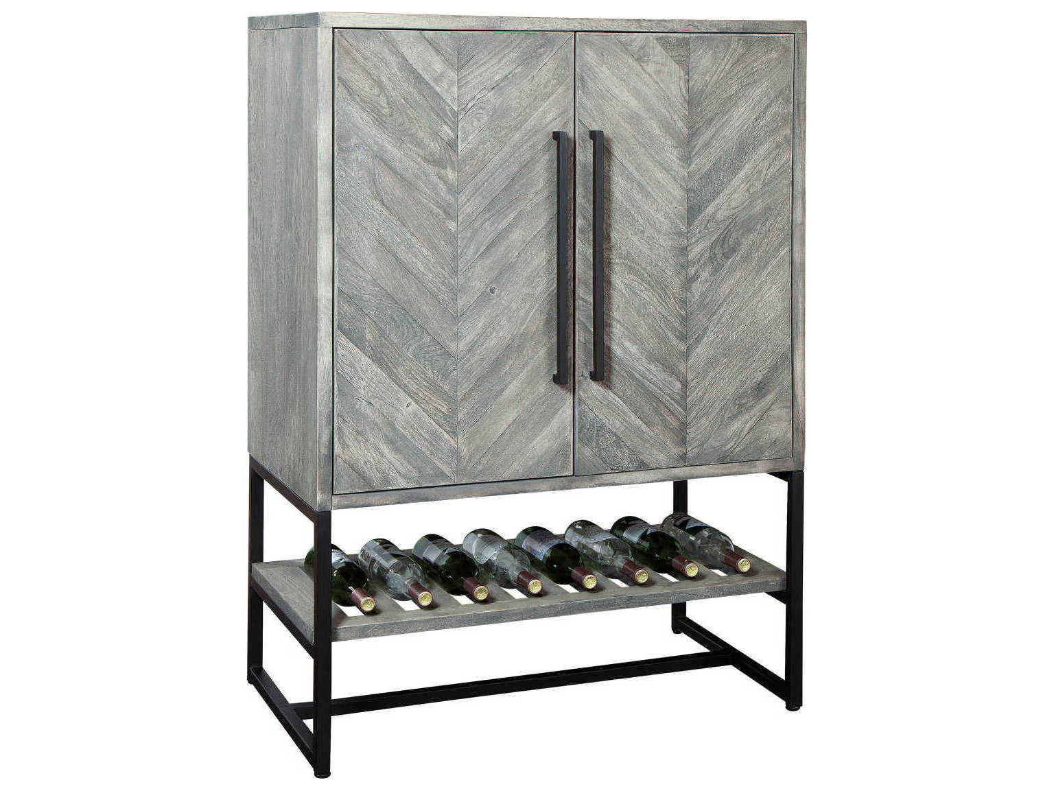 Howard Miller Hardwood Weathered Grey Wine Bar Cabinet
