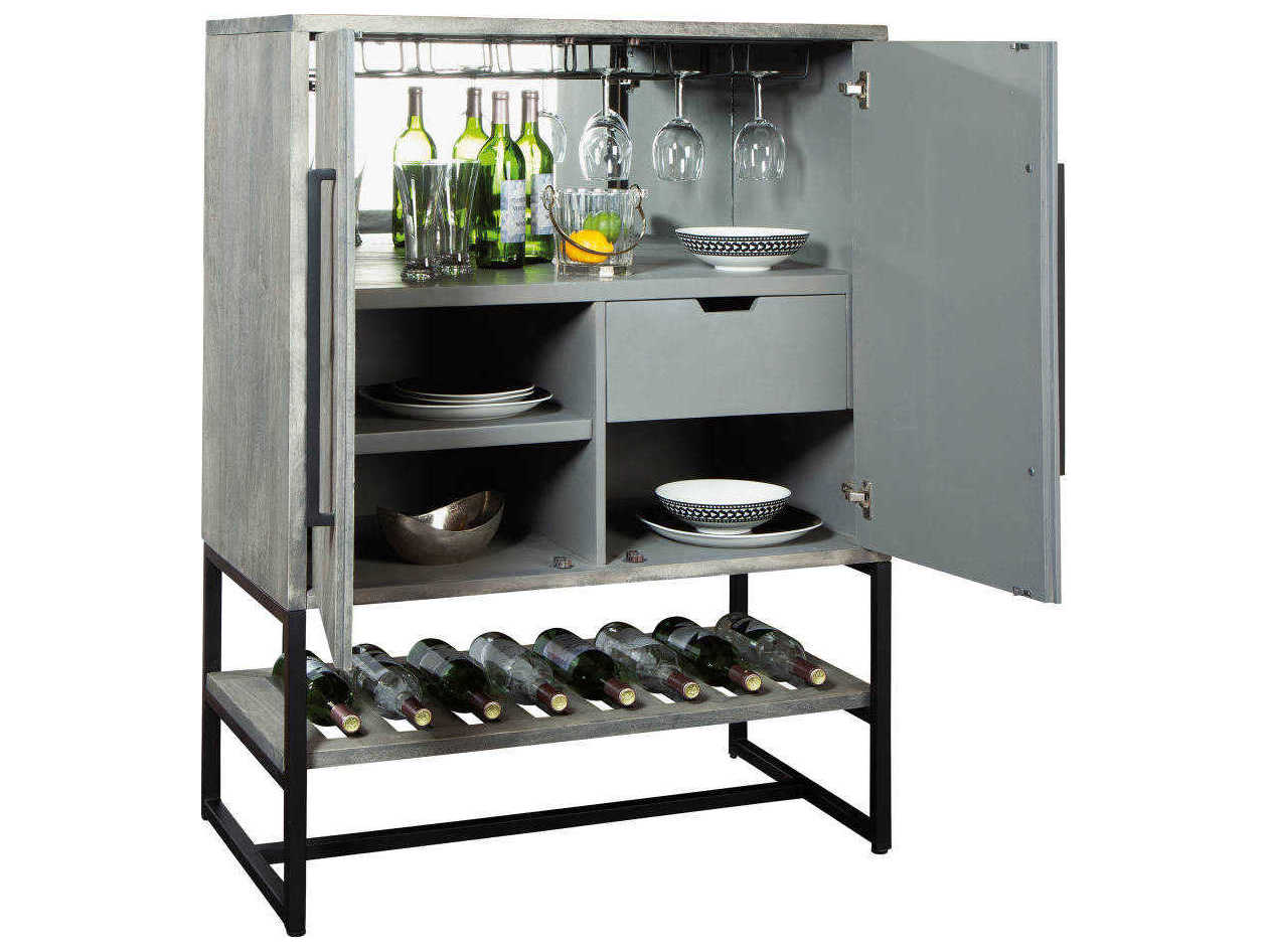 Howard Miller Hardwood Weathered Grey Wine Bar Cabinet
