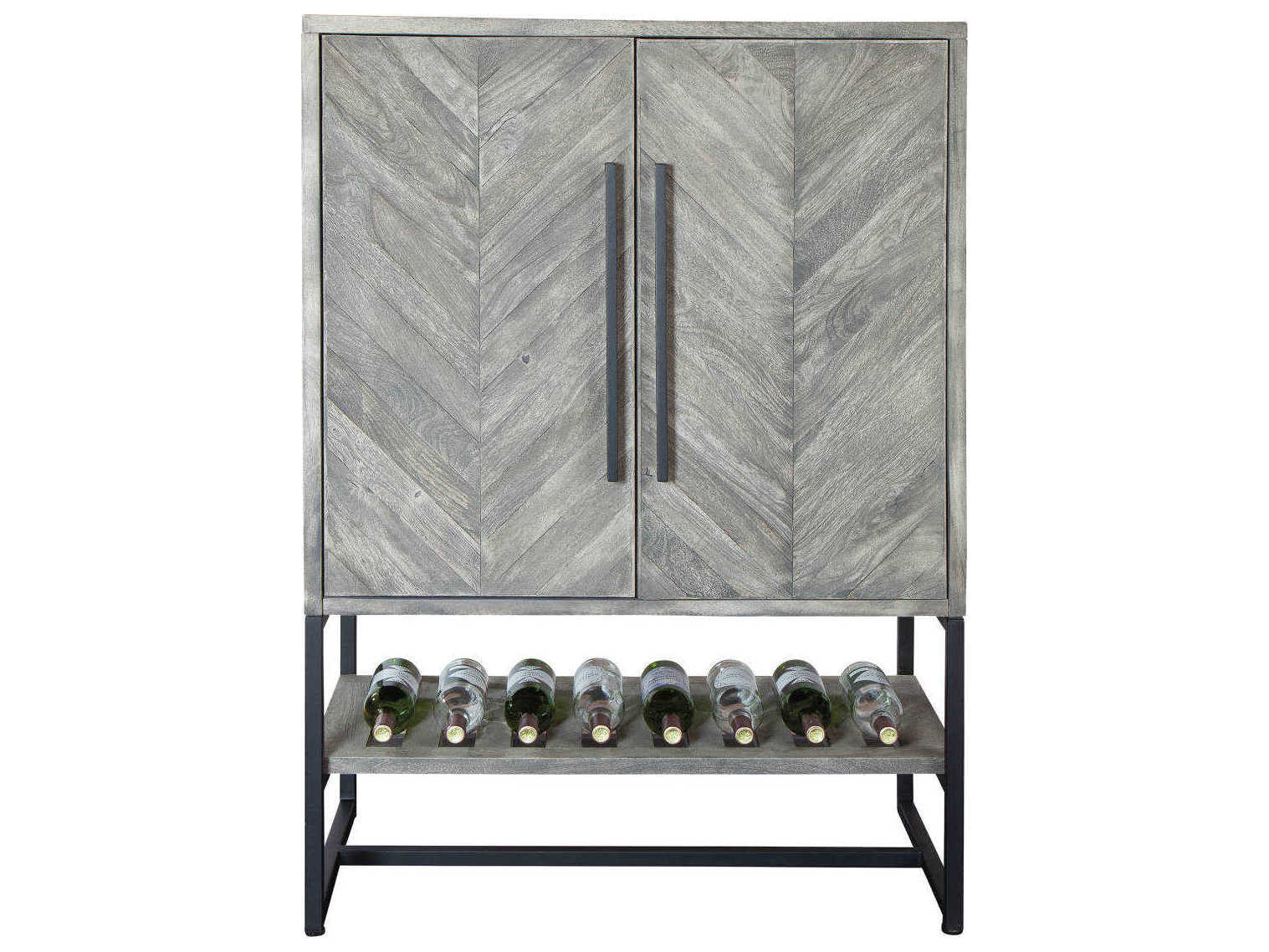 Howard Miller Hardwood Weathered Grey Wine Bar Cabinet