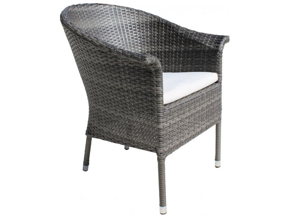 Hospitality Rattan Outdoor Spectrum Grey Aluminum Cushion Dining ArmChair